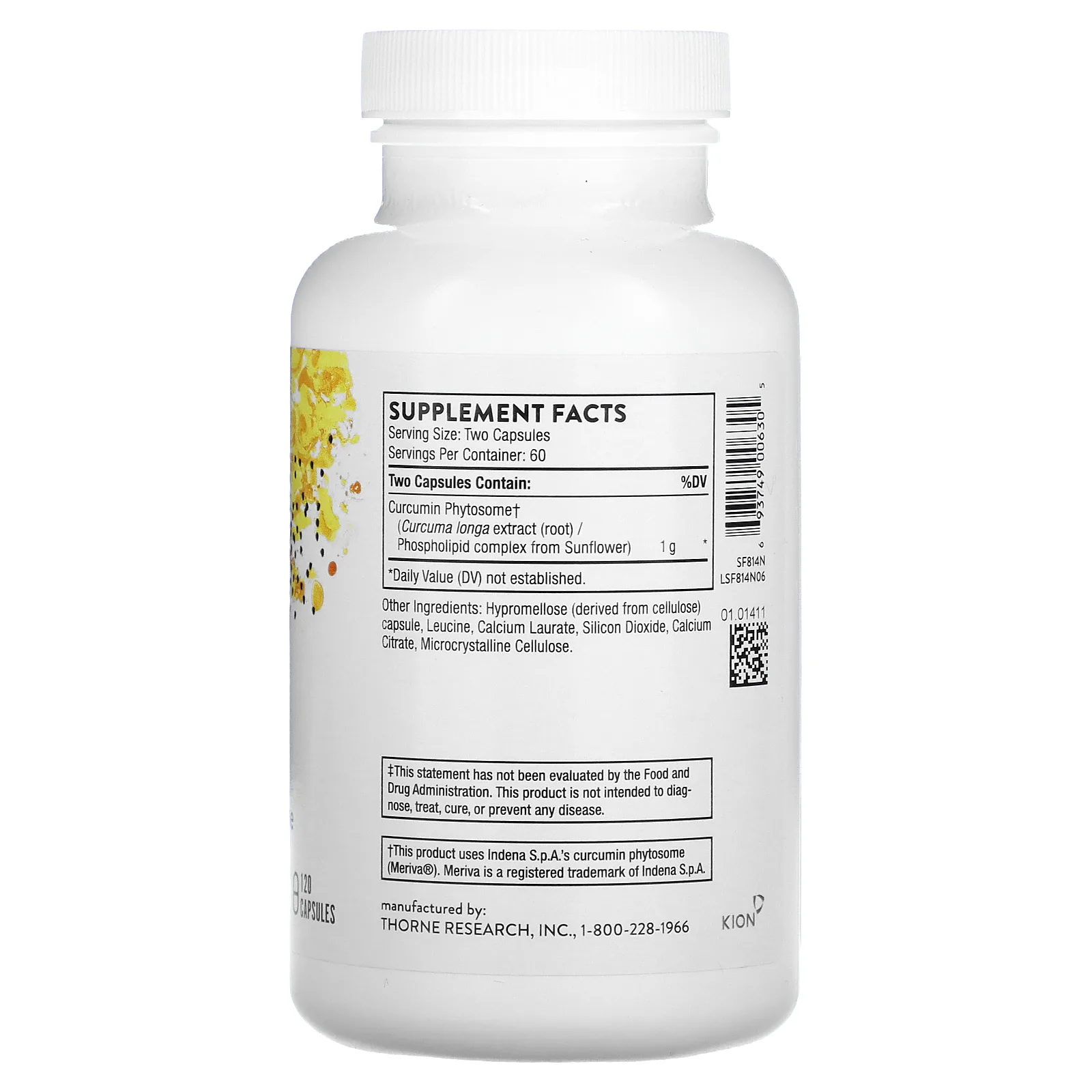 Thorne, Фитосомы куркумина, 1000 мг, 120 капсул