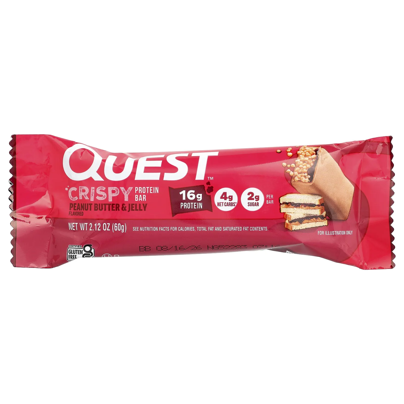 Quest Nutrition, протеиновый батончик, хрустящая арахисовая паста и желе, 12 батончиков по 60 г (2,12 унции)