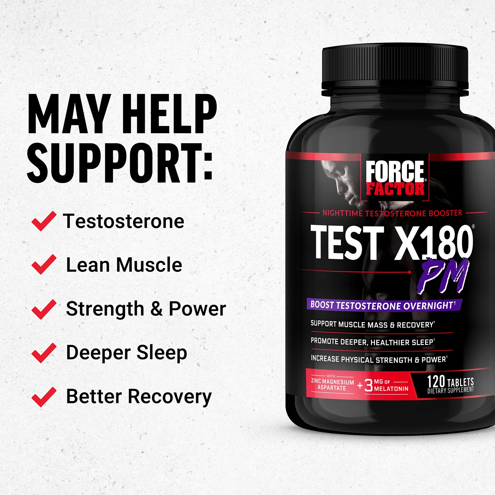 Force Factor, Test X180 PM, ночной бустер тестостерона, 120 таблеток