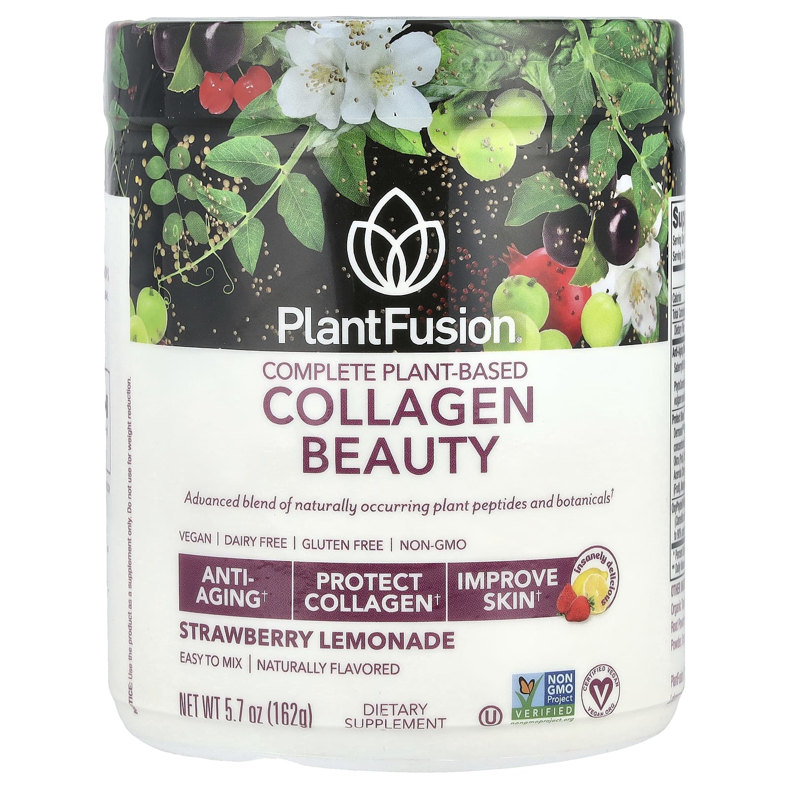 PlantFusion, Collagen Beauty, комплекс с растительными пептидами, клубничный лимонад, 180 г (6,35 унций)