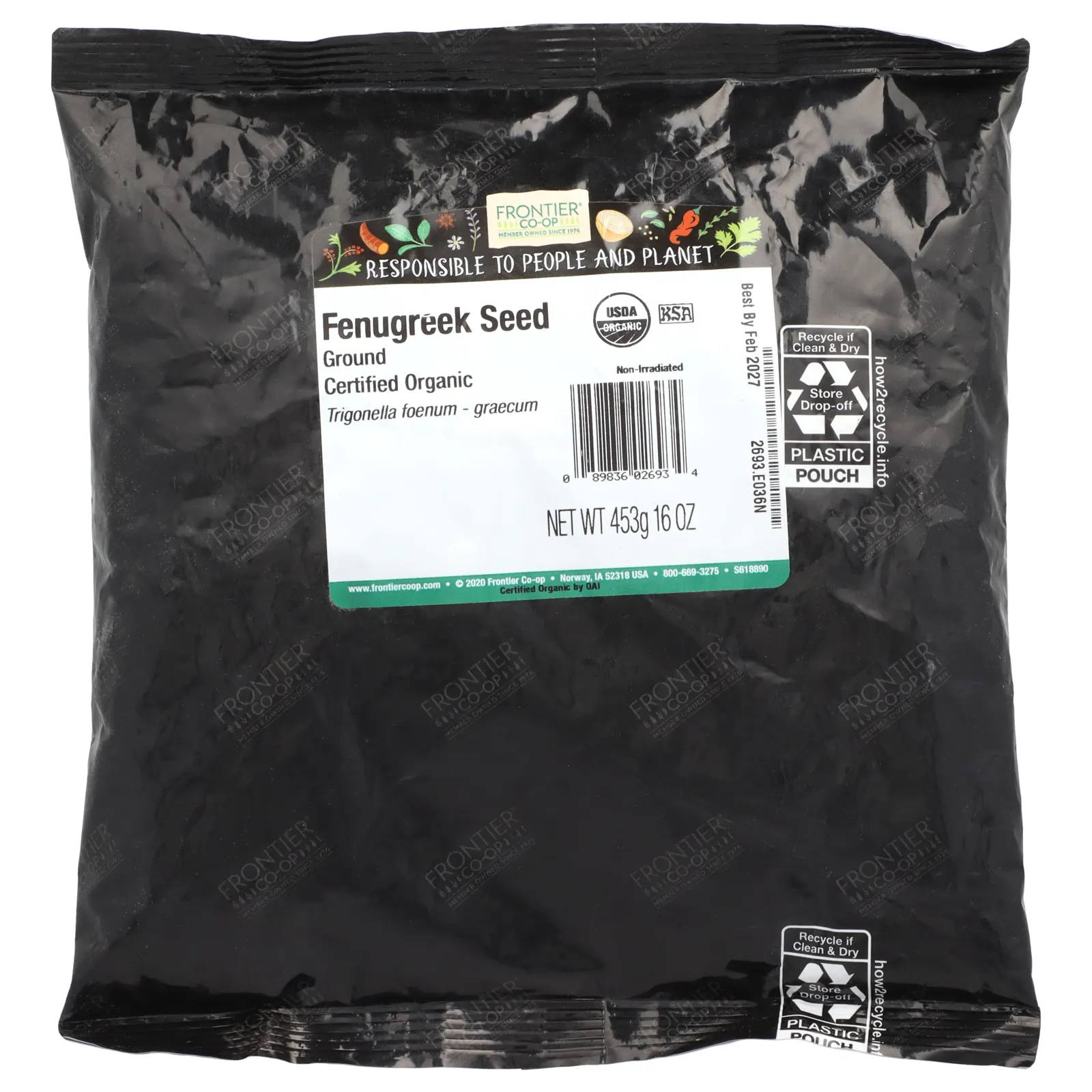 Frontier Co-op, Органические семена пажитника, молотые, 453 г (16 унций)