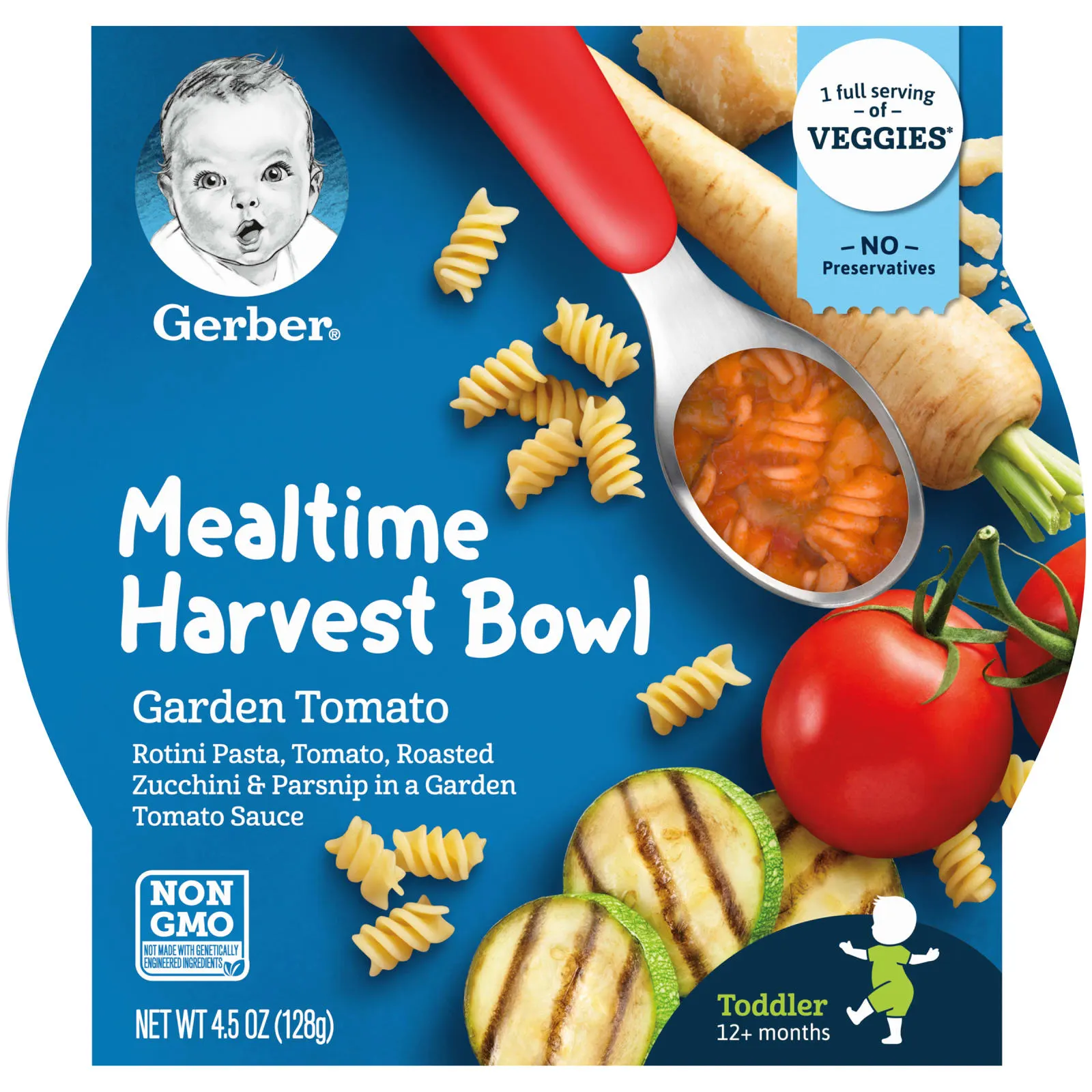 Gerber, Mealtime Harvest Bowl, для детей старше 12 месяцев, садовые помидоры, 128 г (4,5 унции)