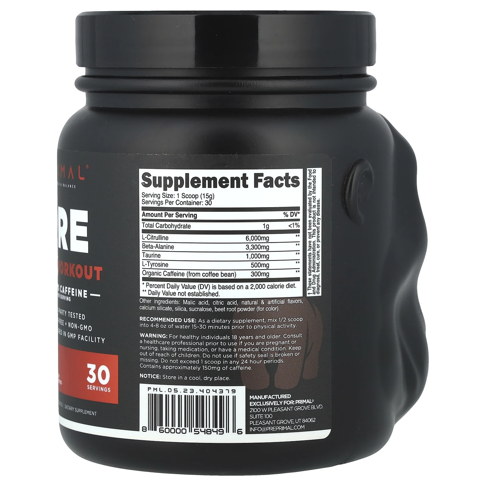 PrePrimal, Pre-Workout, Primate Punch, 453 г (15,98 унции)