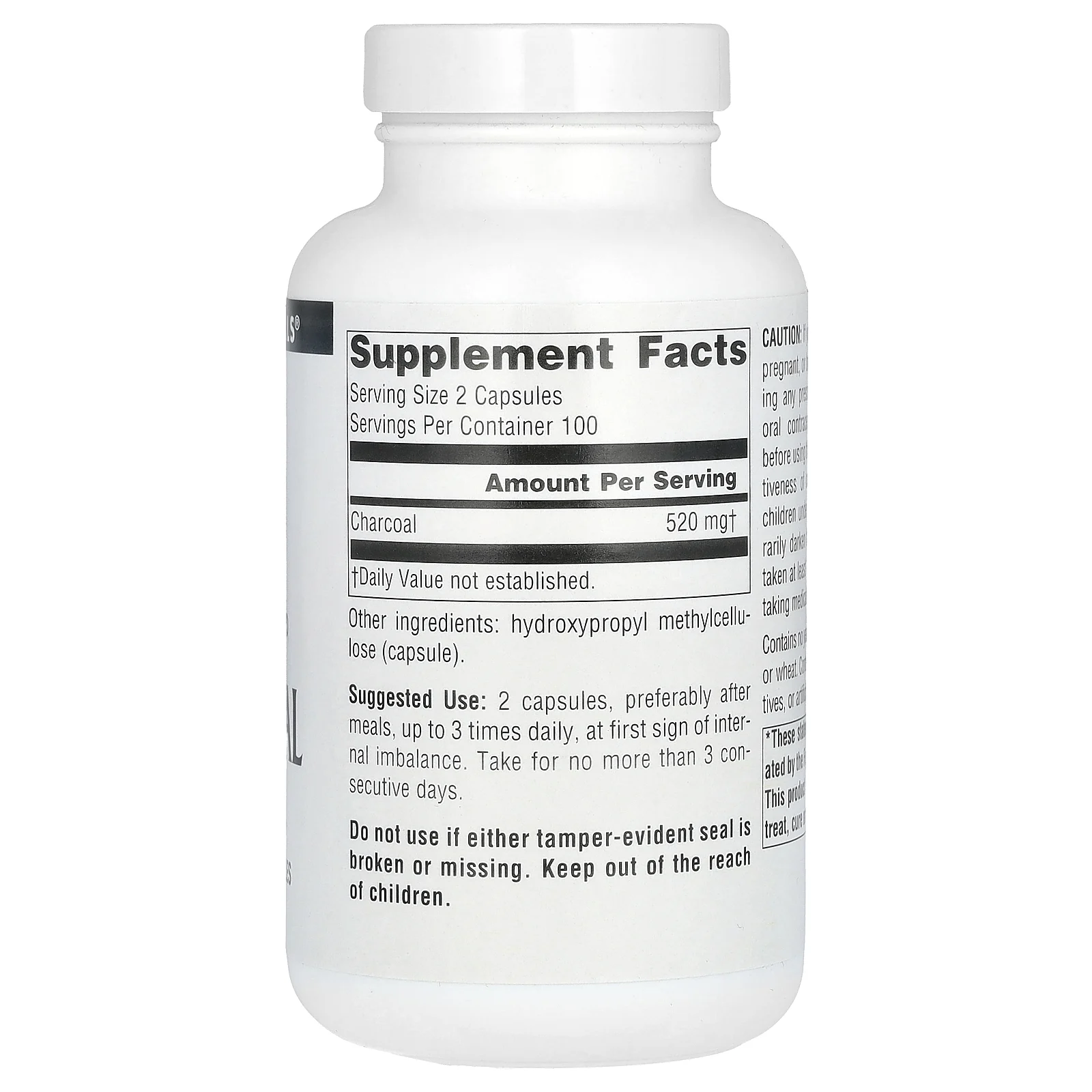 Source Naturals, 100% чистый активированный уголь, 260 мг, 200 капсул