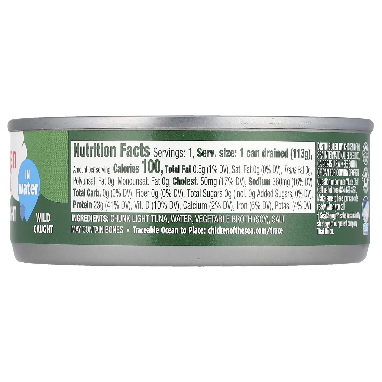 Chicken of the Sea, легкие кусочки тунца, в воде, 142 г (5 унций)