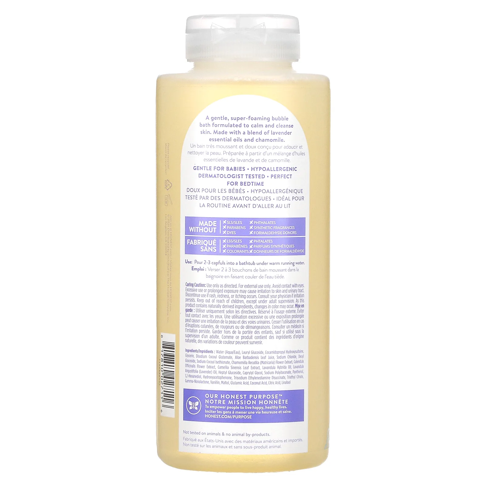 The Honest Company, Поистине успокаивающая пена для ванн, лаванда, 12,0 жидких унций (355 мл)