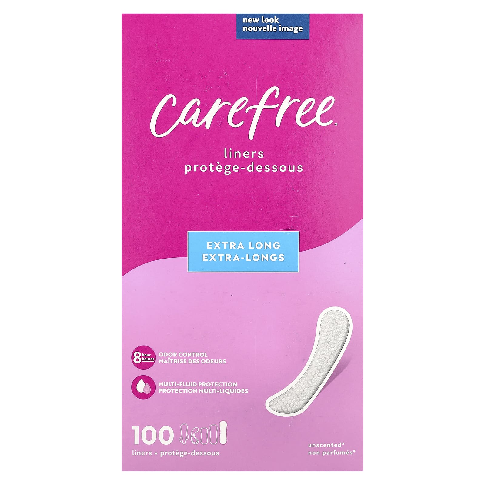 Carefree, Acti-Fresh, ежедневные вкладыши, удлиненные, без запаха, 100 вкладышей