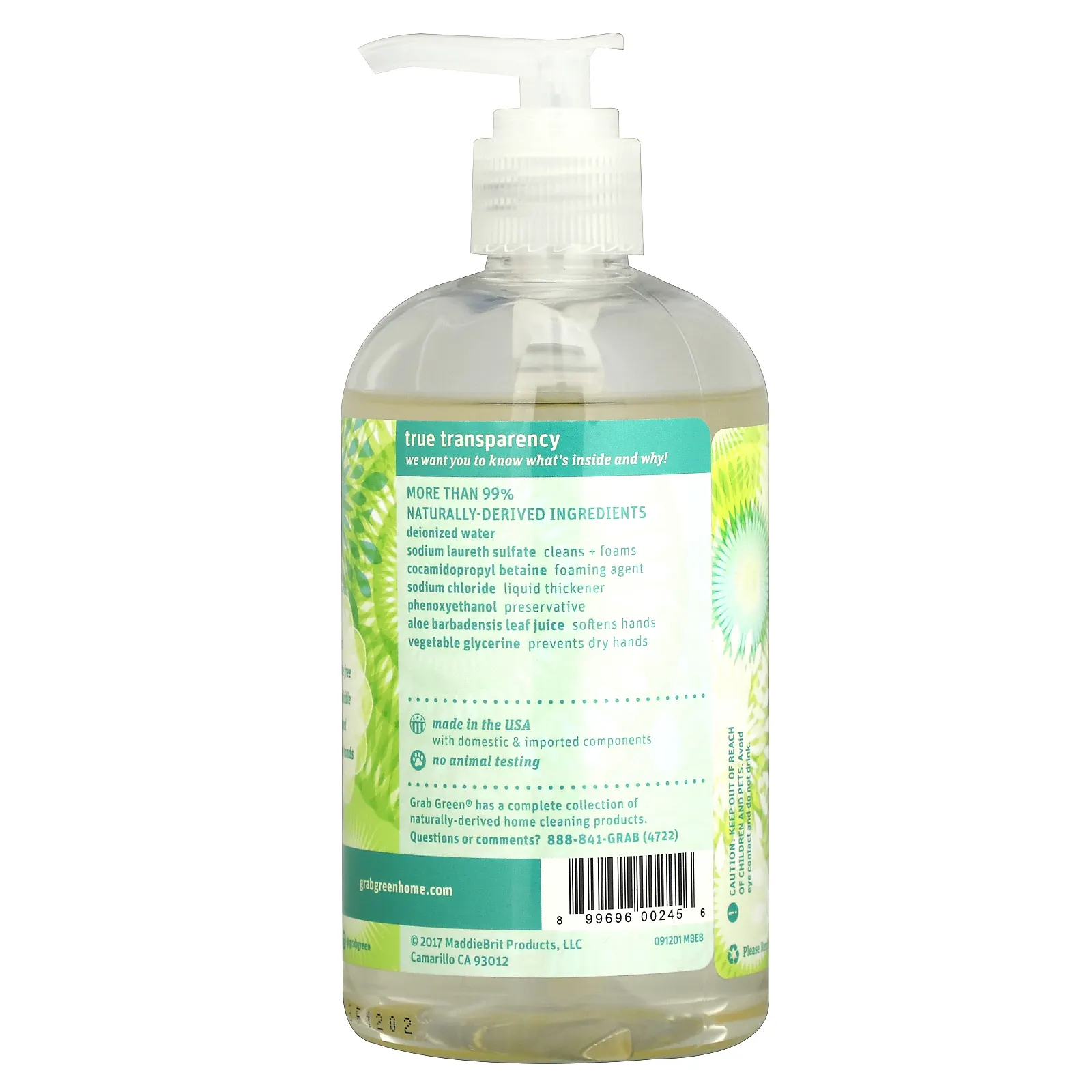 Grab Green, мыло для рук, без отдушки, 355 мл (12 унций)