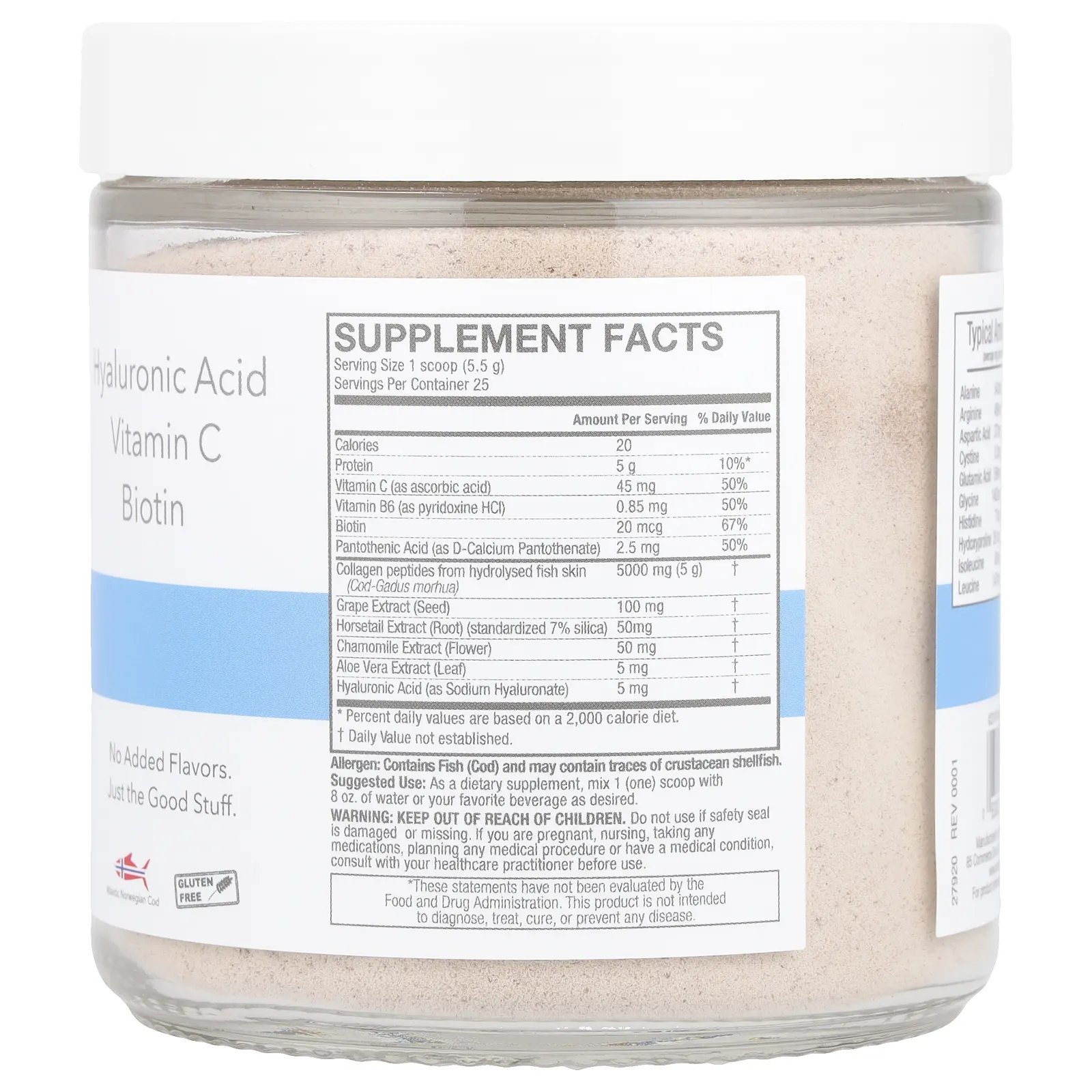 Nature's Answer, Морской коллаген из дикой норвежской трески, с нейтральным вкусом, 137 г (4,8 унции)