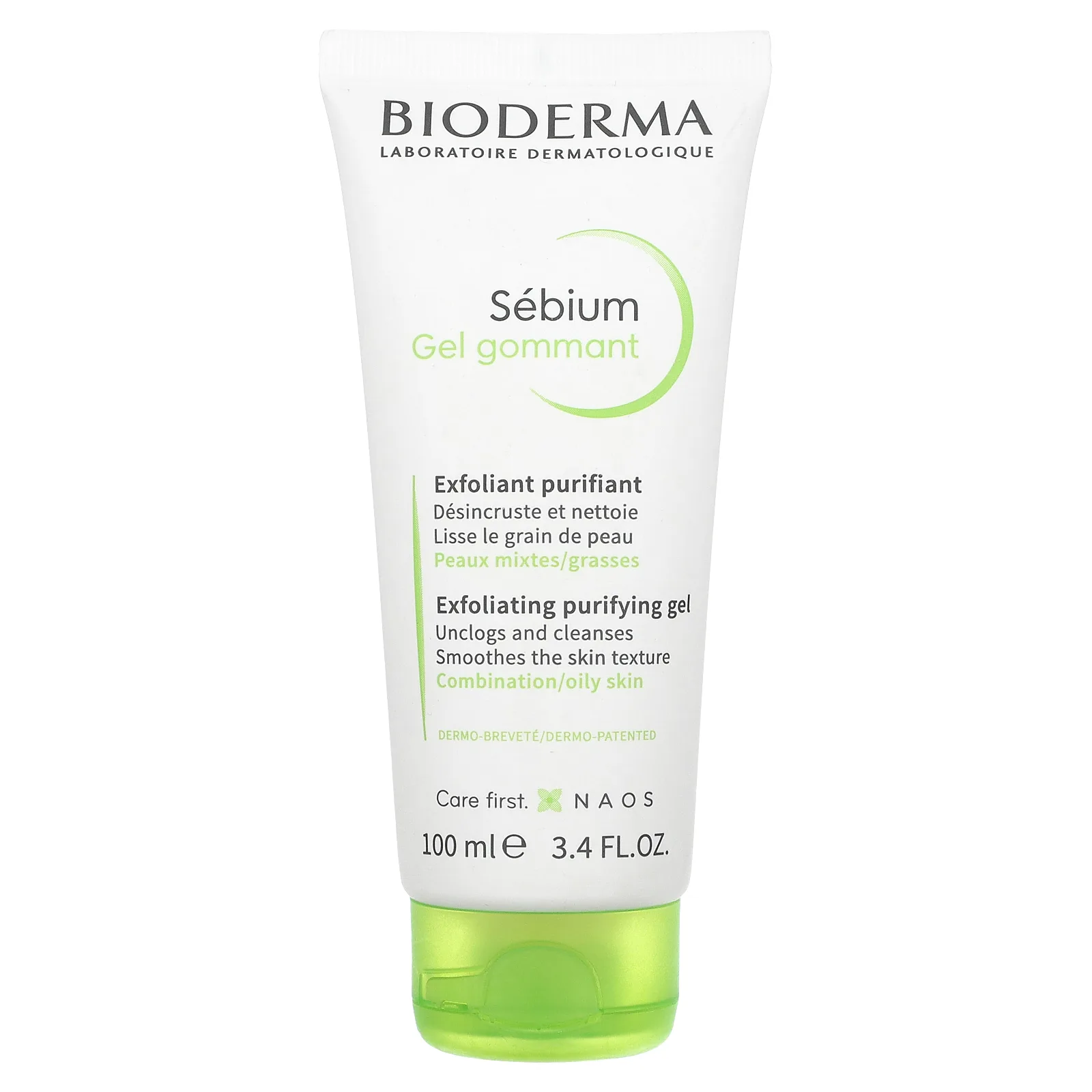 Bioderma, Sebium, отшелушивающий очищающий гель, для комбинированной / жирной кожи, 100 мл (3,4 жидк. Унции)