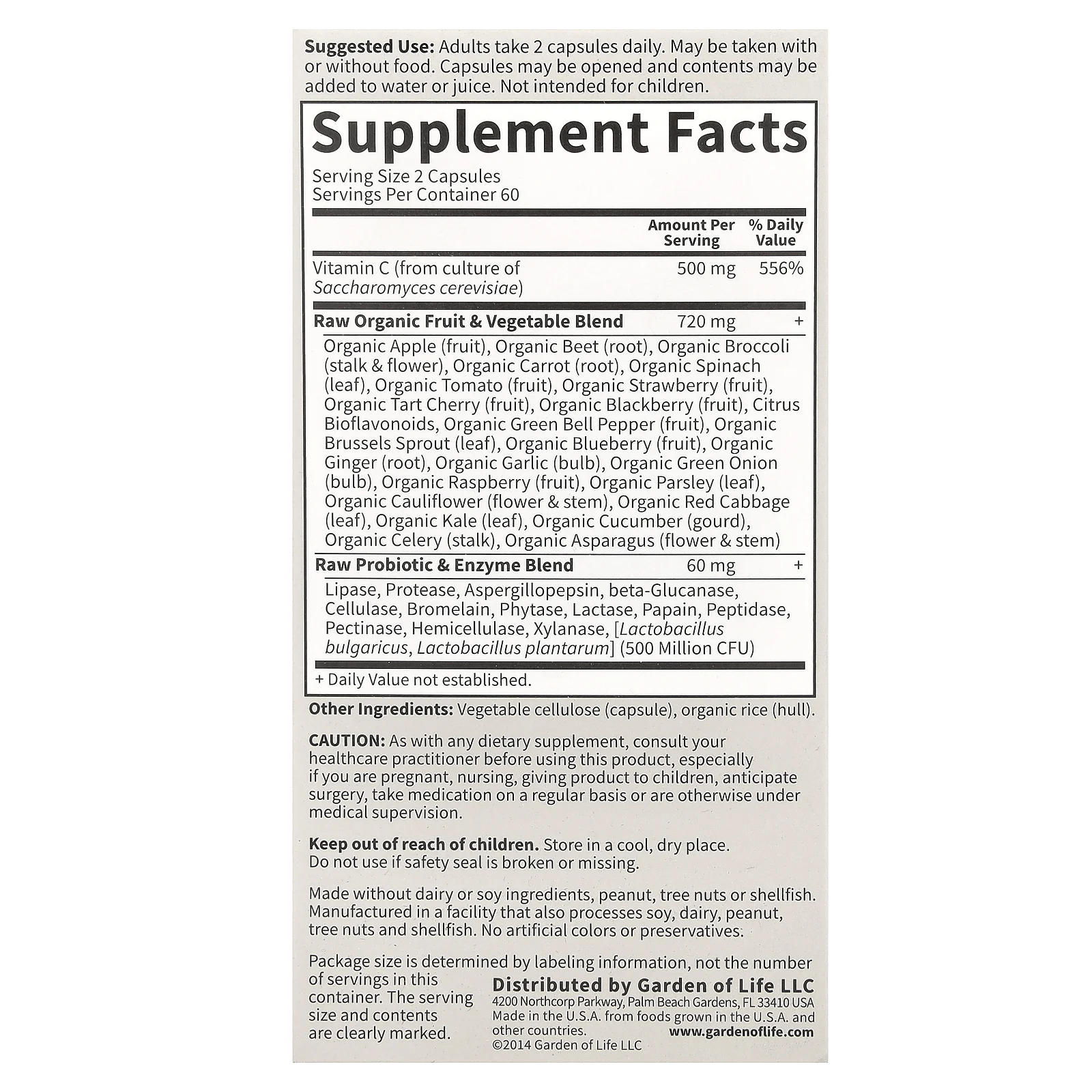 Garden of Life, Vitamin Code, витамин C RAW, 250 мг, 120 веганских капсул