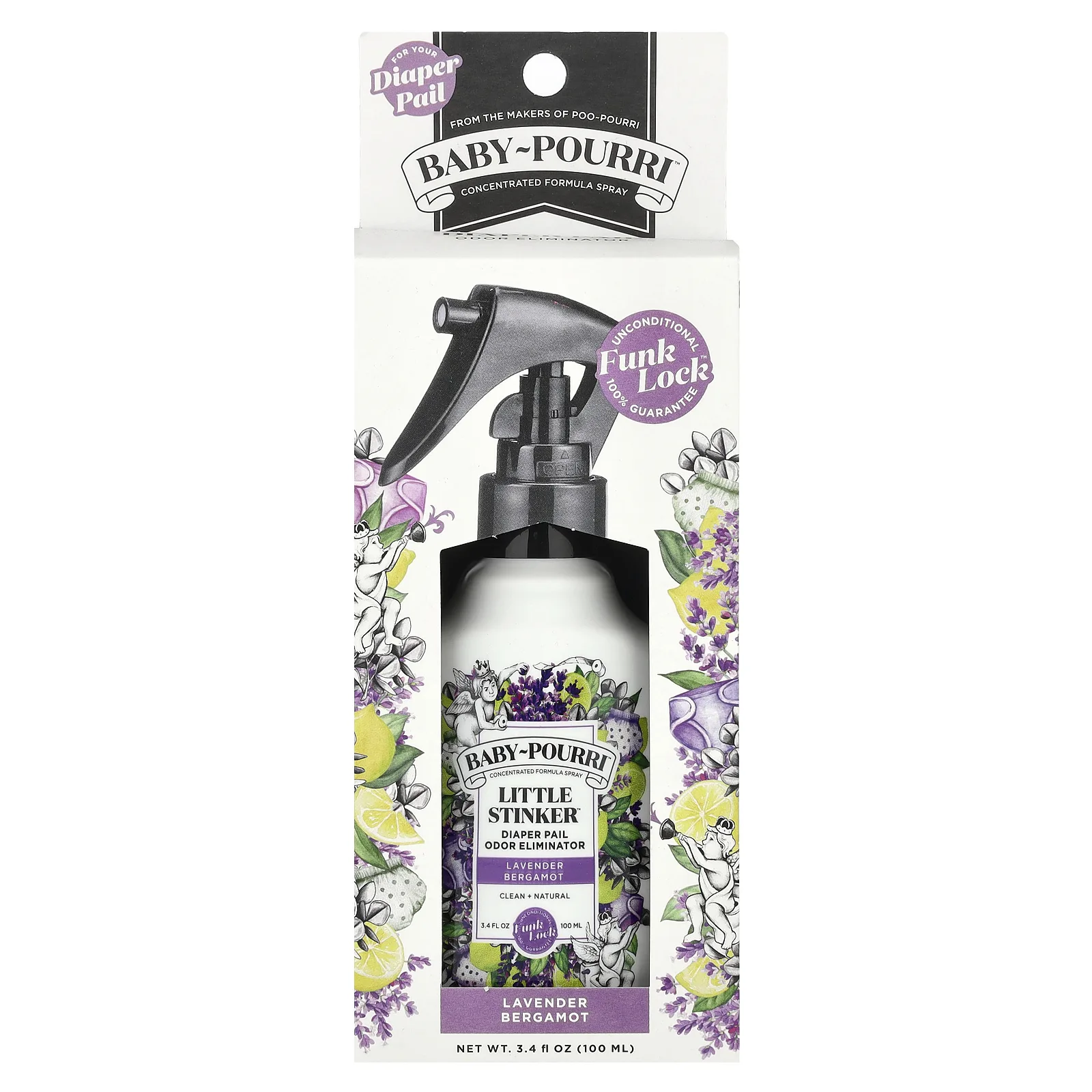Poo-Pourri, Baby-Pourri ™, Little Stinker ™, средство для устранения запаха из ведра, лаванда и бергамот, 100 мл (3,4 жидк. Унции)