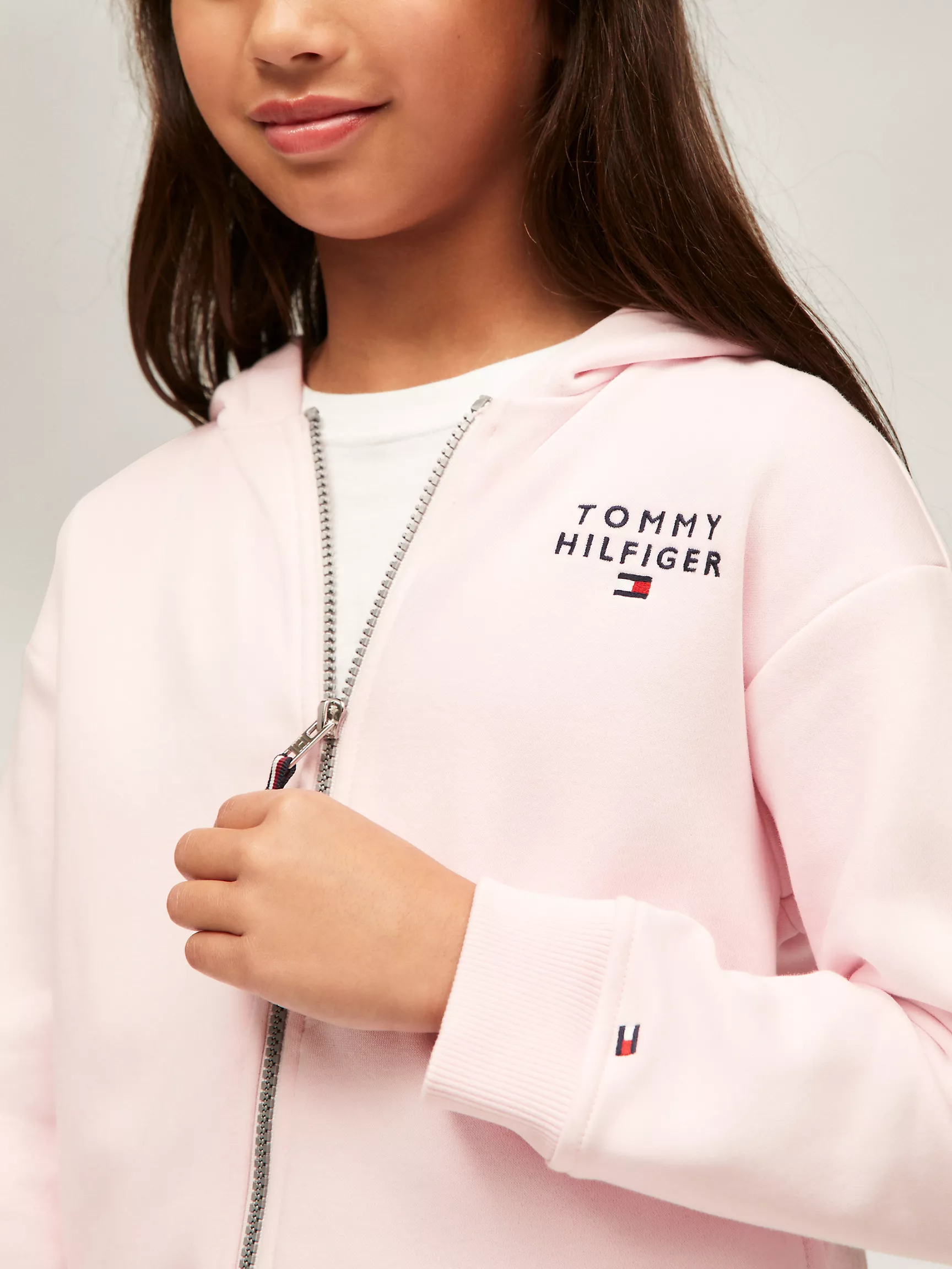 Худи для девочек Tommy Hilfiger, Детское худи на молнии с логотипом Hilfiger