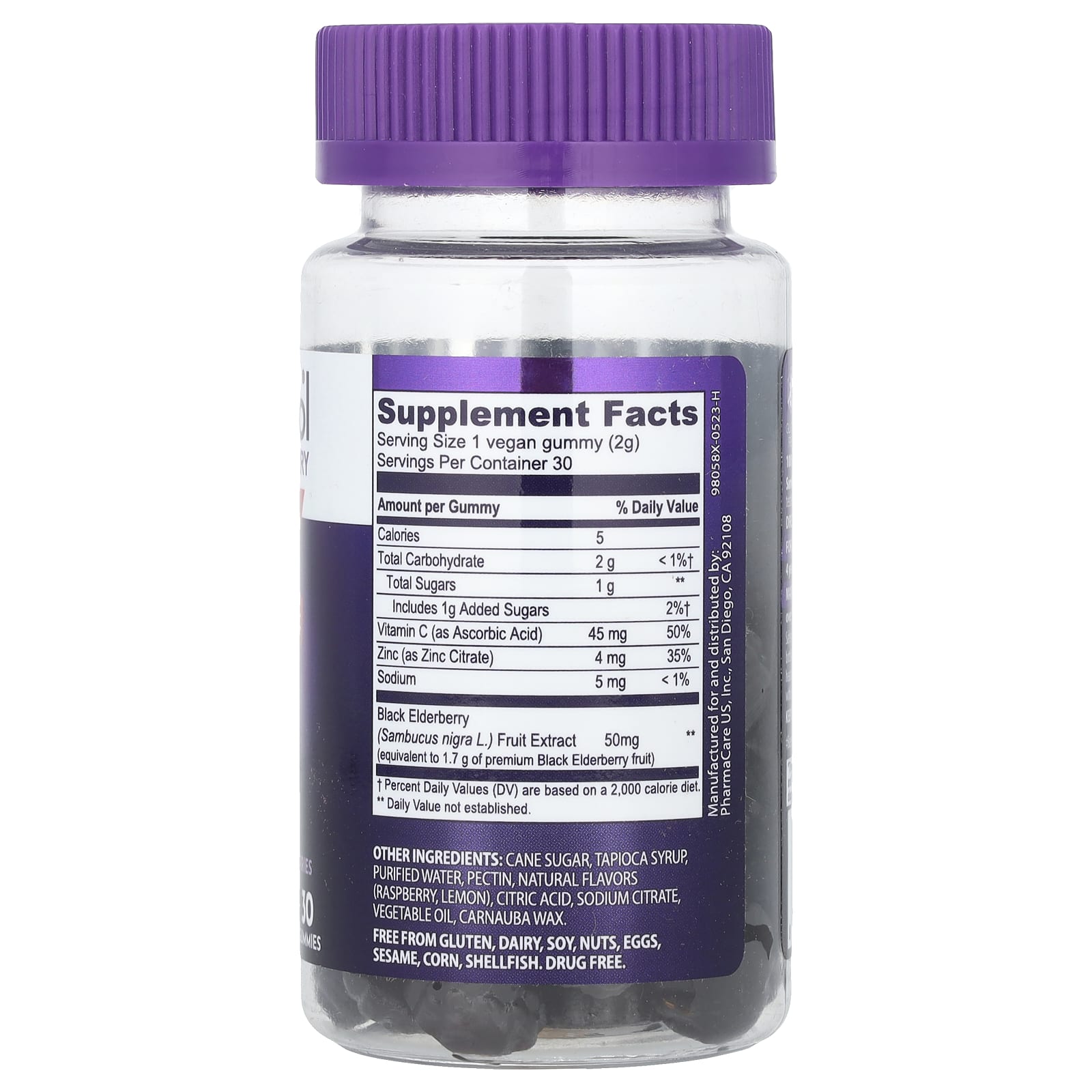 Sambucol, черная бузина, витамин C и цинк, 30 жевательных таблеток