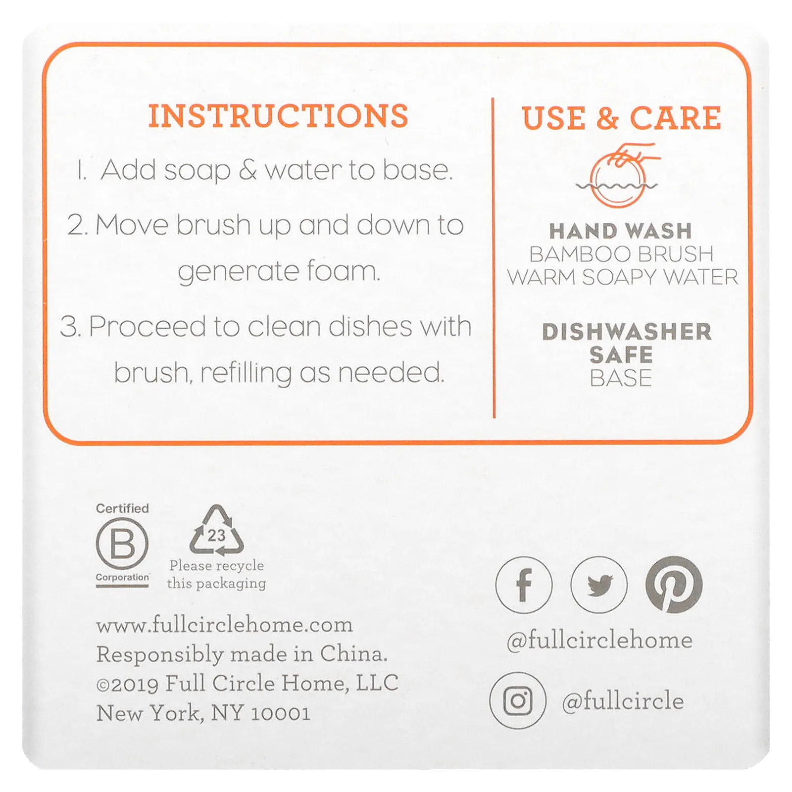 Full Circle, Bubble Up, дозатор мыла и набор кистей для посуды, белый, 1 набор