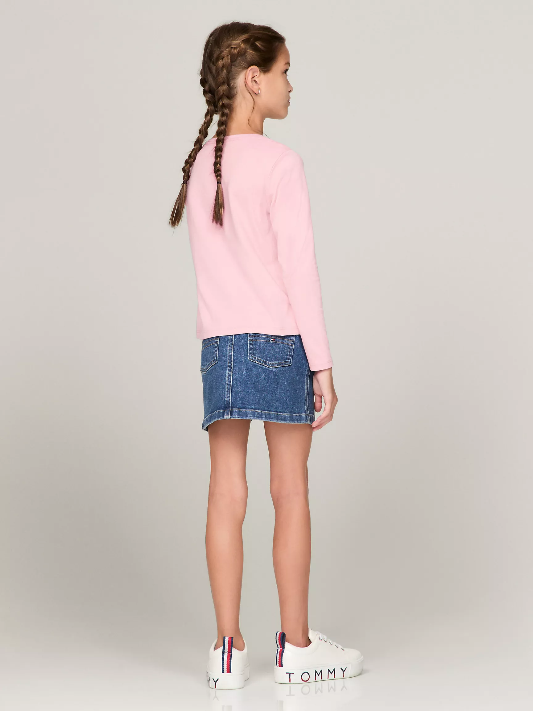 Футболка для девочек Tommy Hilfiger, Детская однотонная футболка с длинным рукавом