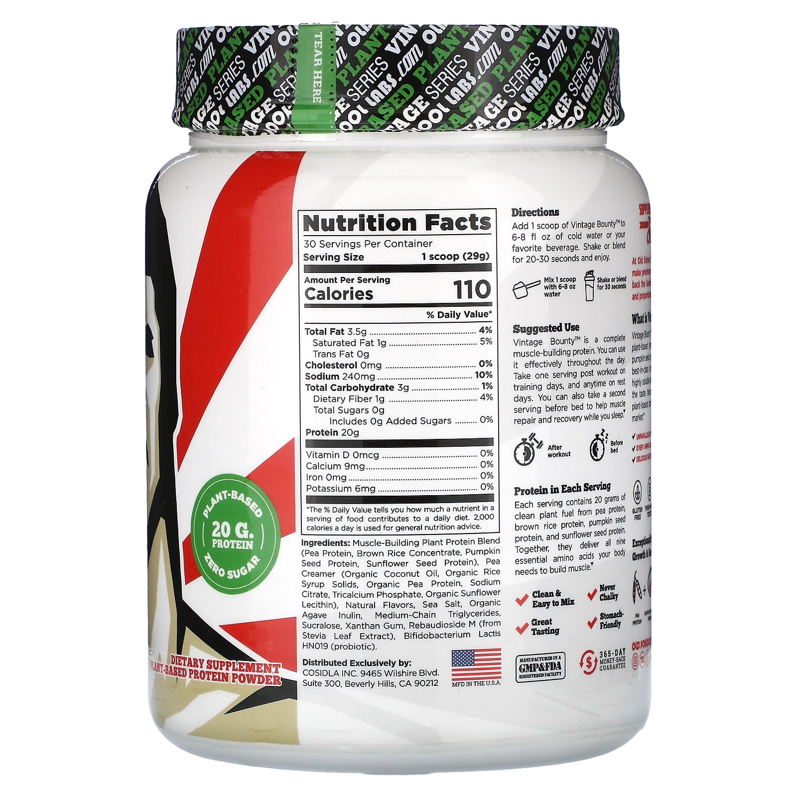 Old School Labs, Vintage Bounty, растительный протеиновый порошок, овсяный кремовый пирог, 870 г (1,9 фунта)