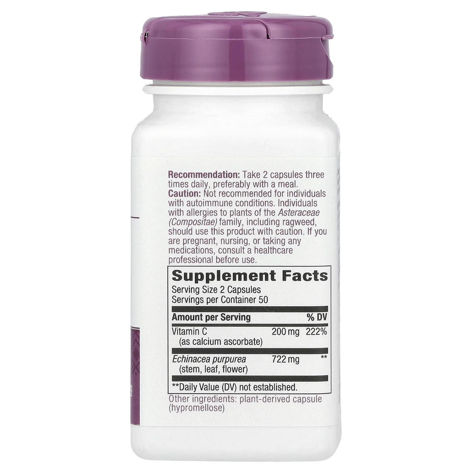 Nature's Way, эхинацея и витамин C, 100 веганских капсул