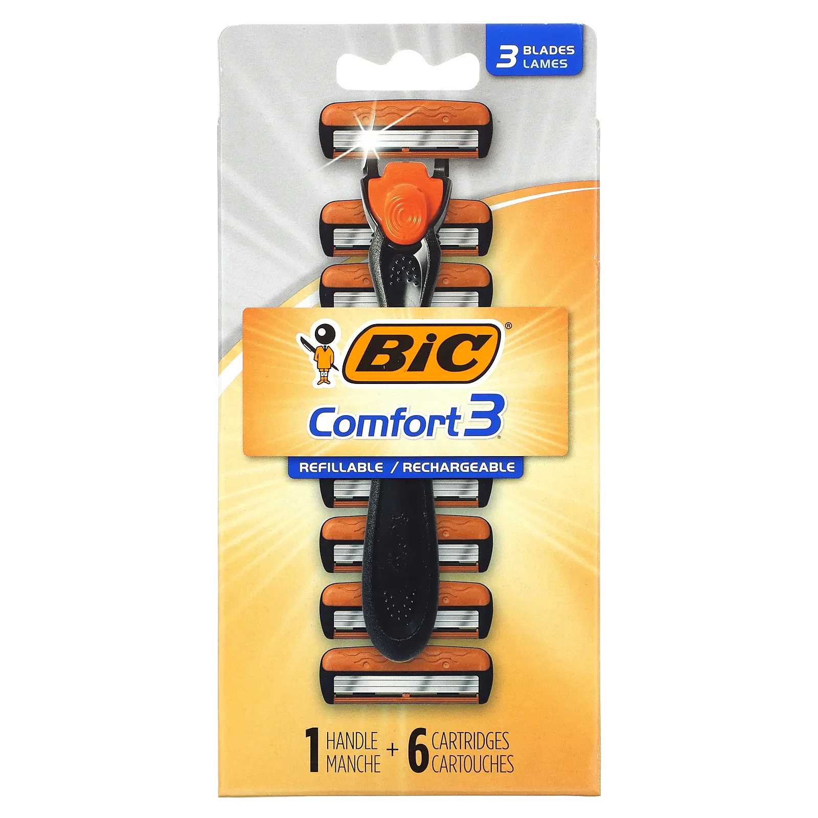 BIC, Комфорт 3`` 1 ручка, 6 картриджей