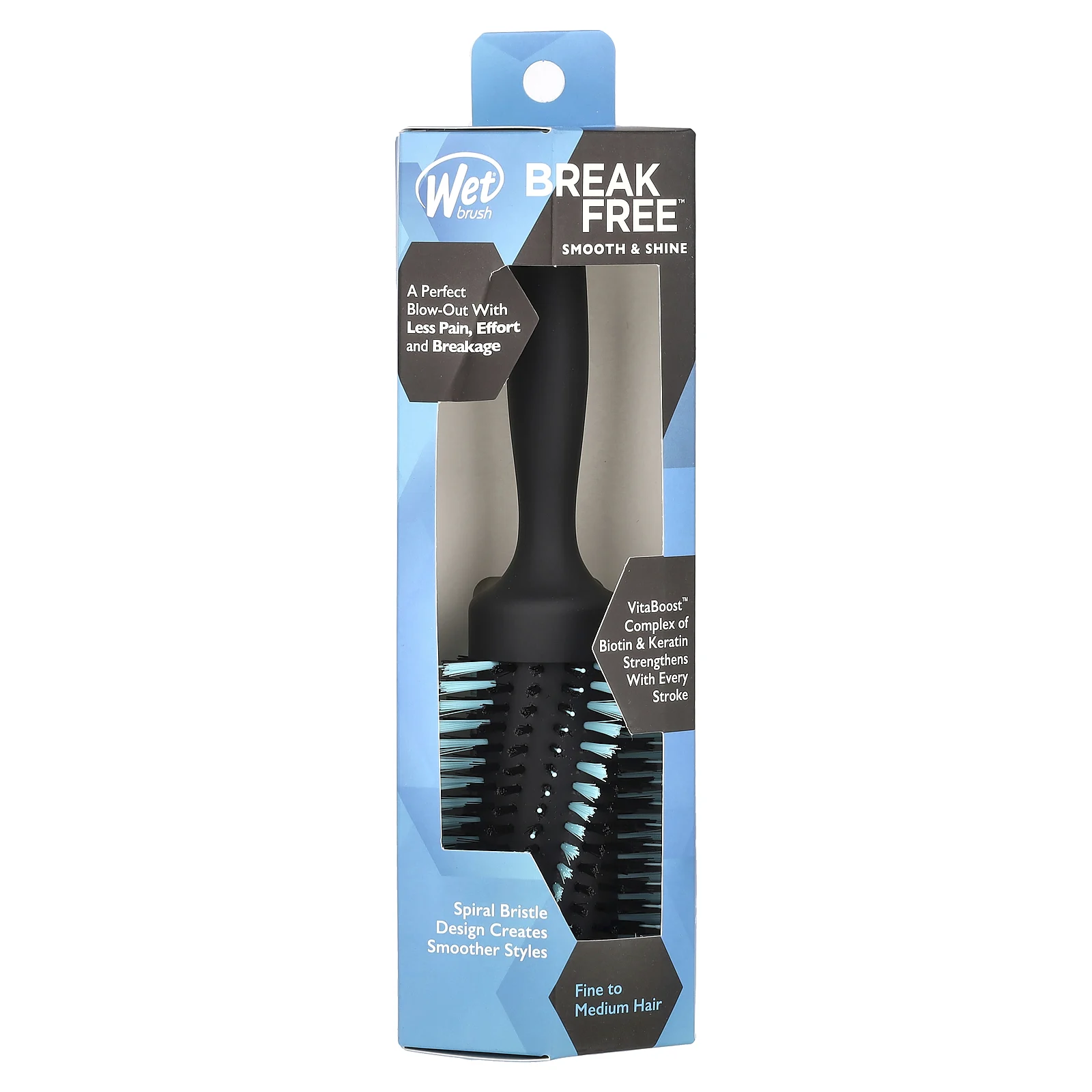 Wet Brush, Круглая кисть Break Free, Smooth & Shine, для тонких / средних волос, 1 кисть