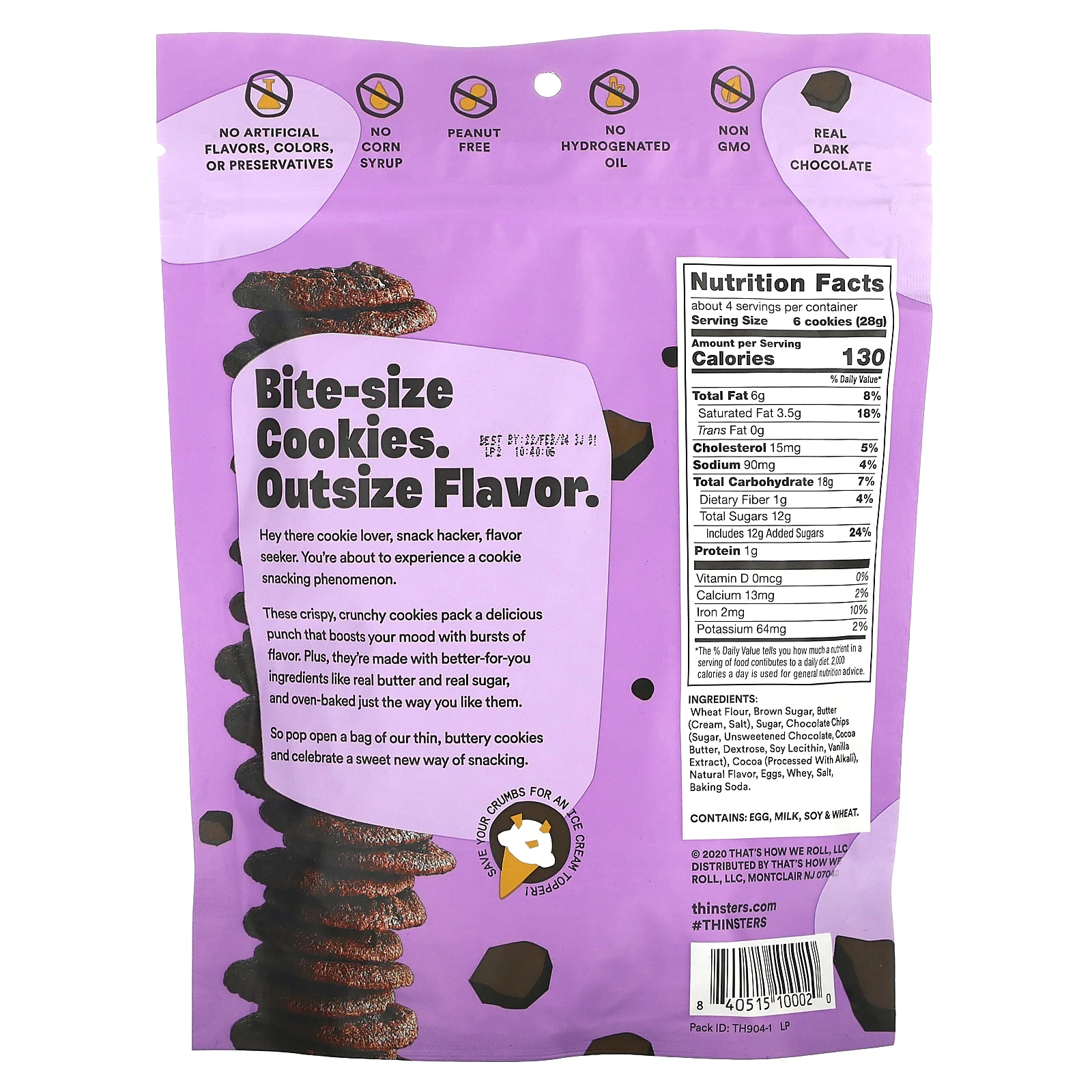 Thinsters, Cookie Thins, тесто для брауни, 113 г (4 унции)