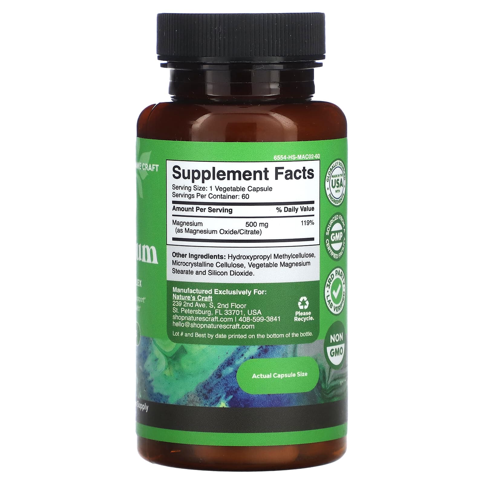 Nature's Craft, магний, улучшенный комплекс, 60 капсул