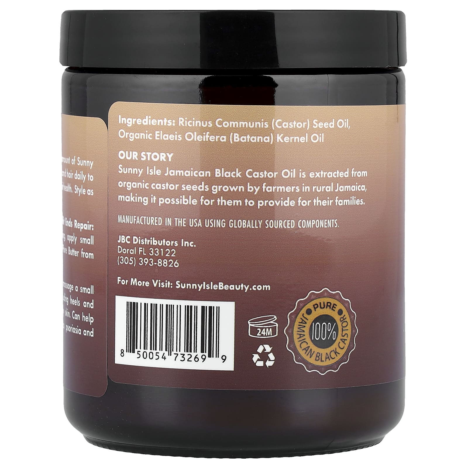 Sunny Isle, чистое масло батана, против истончения волос, 236,58 мл (8 жидк. унций)