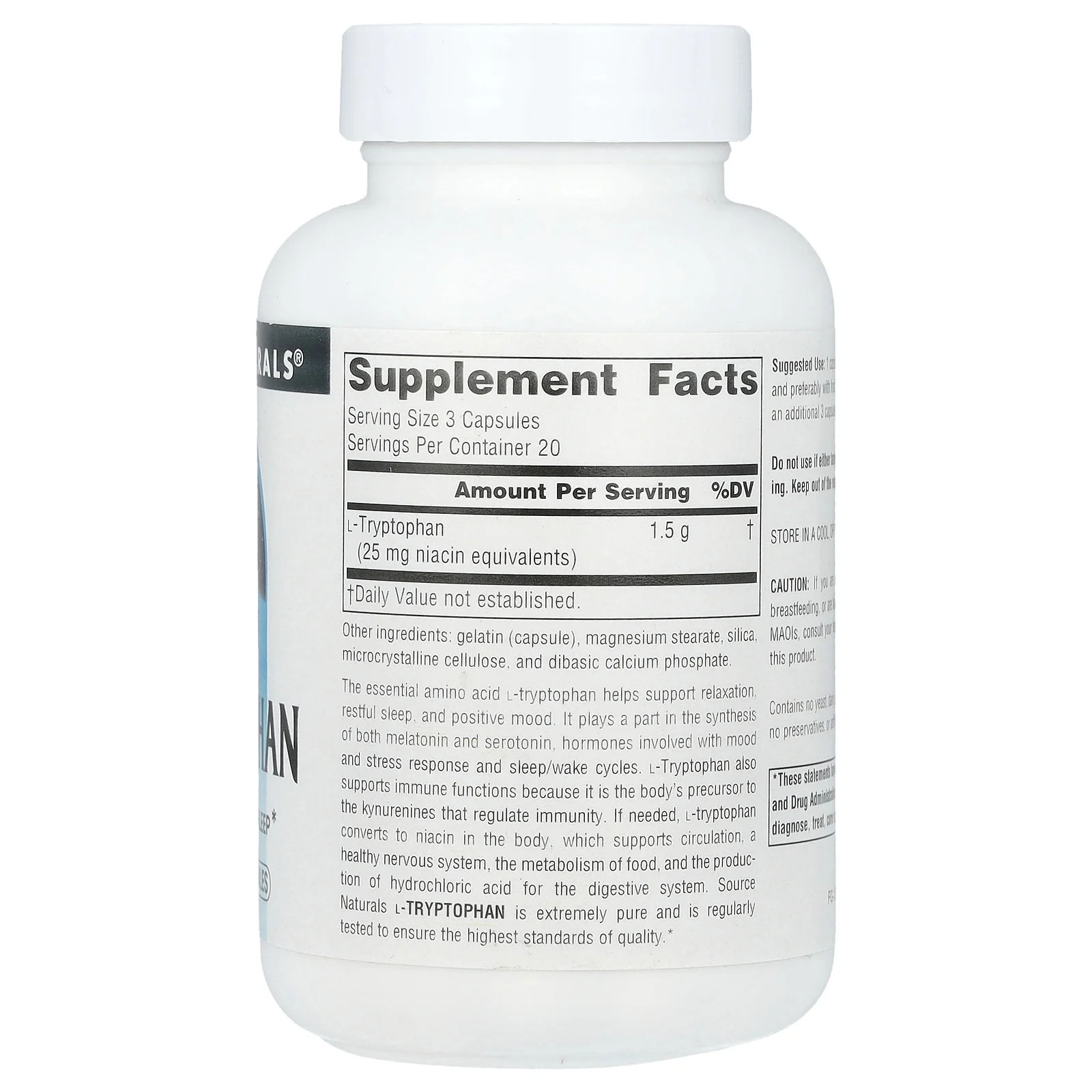 Source Naturals, L-триптофан, 500 мг, 60 капсул