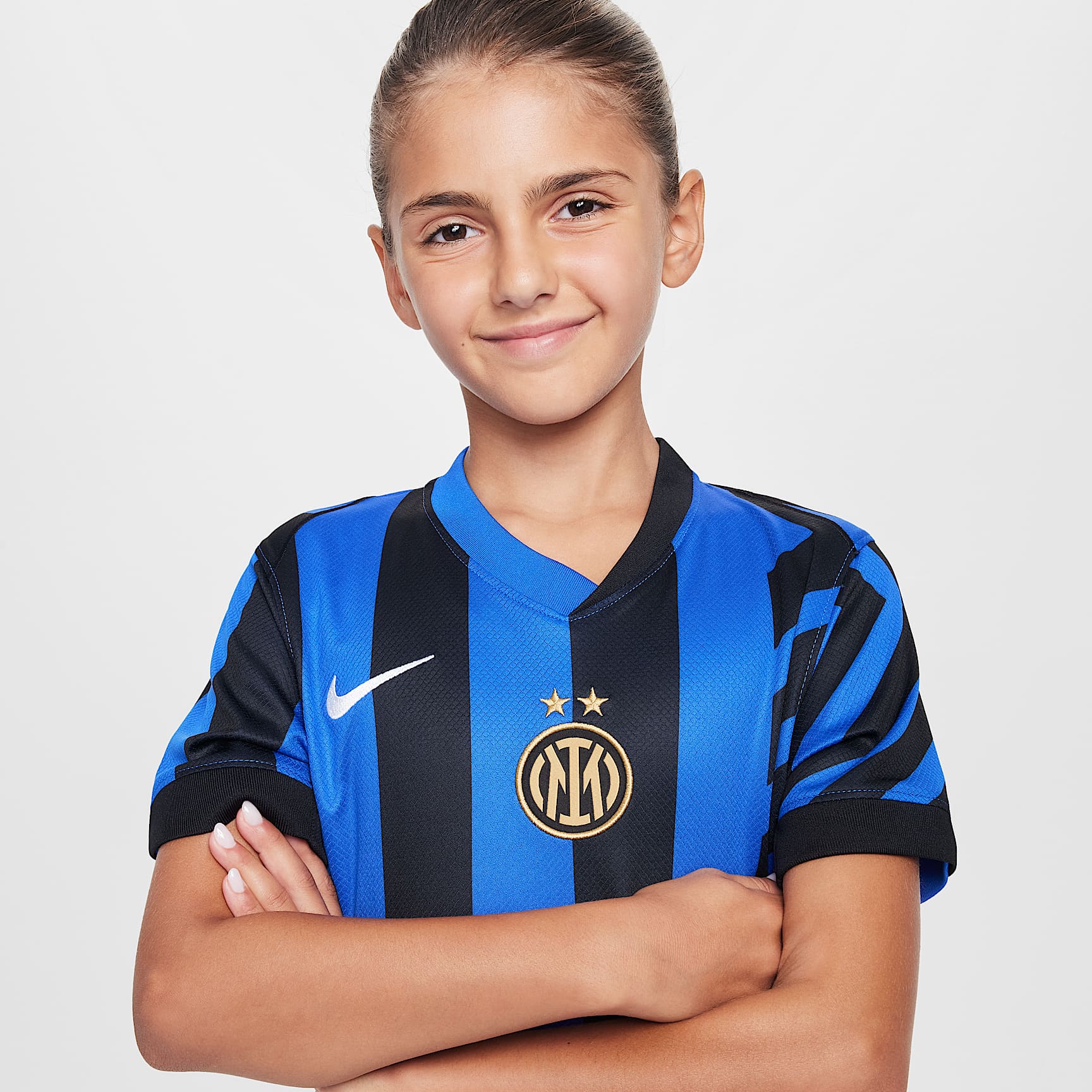 Inter Milan 2024/25 Stadium Home Big Kids' Nike Dri-FIT Soccer Replica Jersey