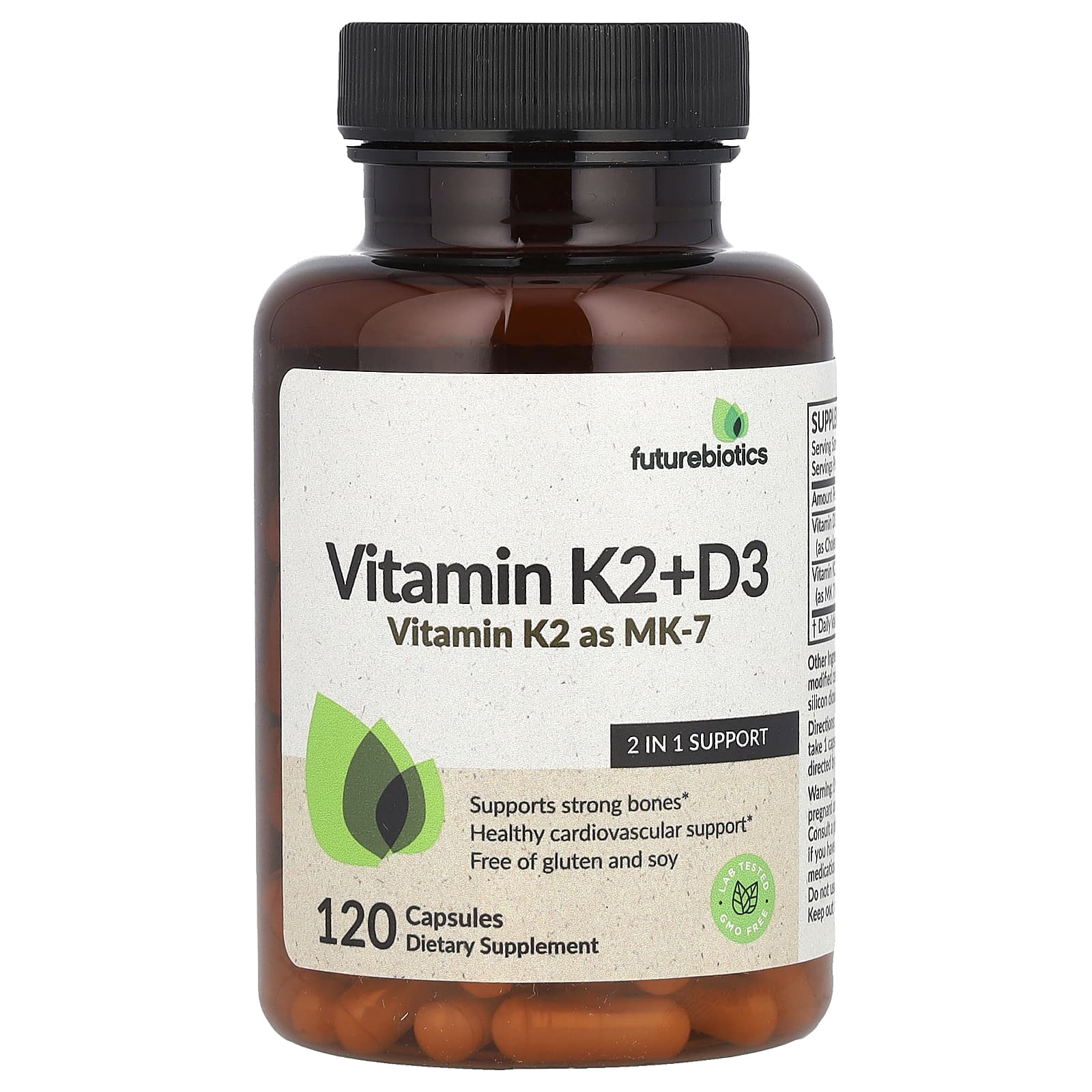 Futurebiotics, витамины K2 + D3 с витамином K2 в виде MK-7, 120 капсул