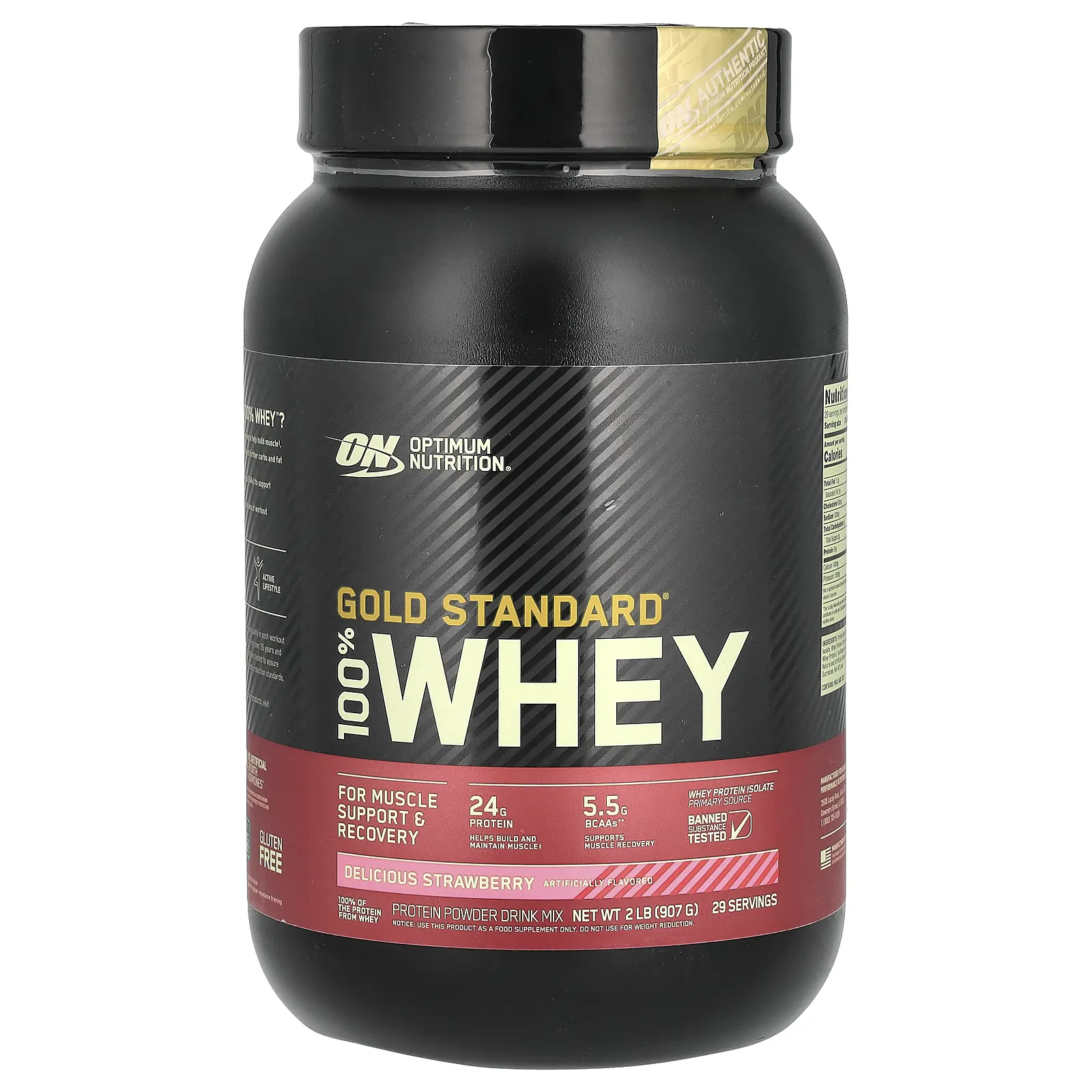 Optimum Nutrition, Gold Standard, 100% Whey, со вкусом клубники, 907 г (2 фунта)