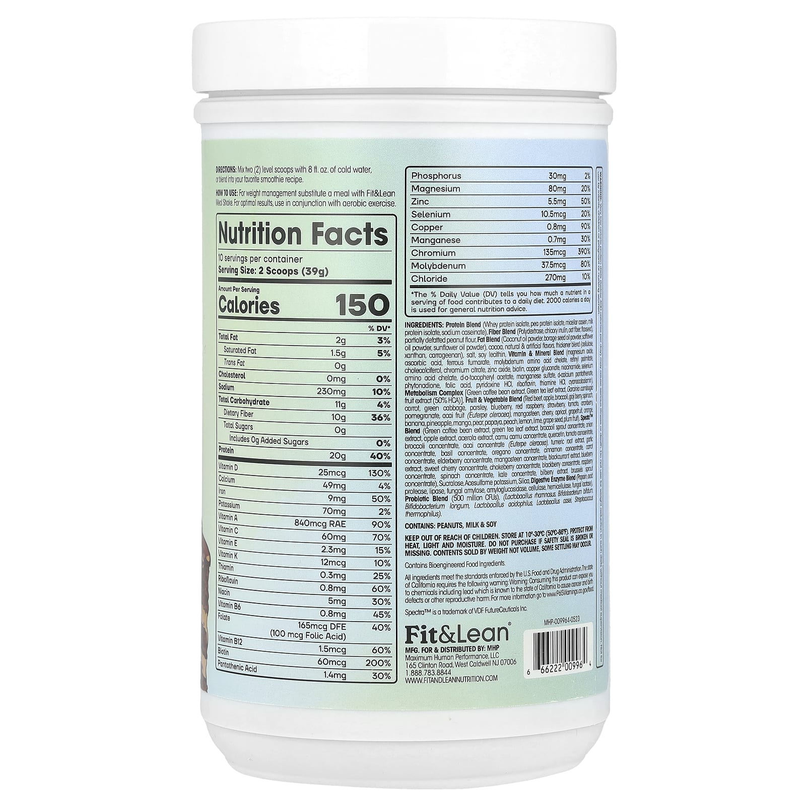 Fit & Lean, коктейль, комплексное питание для фитнеса, шоколадный пирог с арахисовой пастой, 390 г (0,86 фунта)