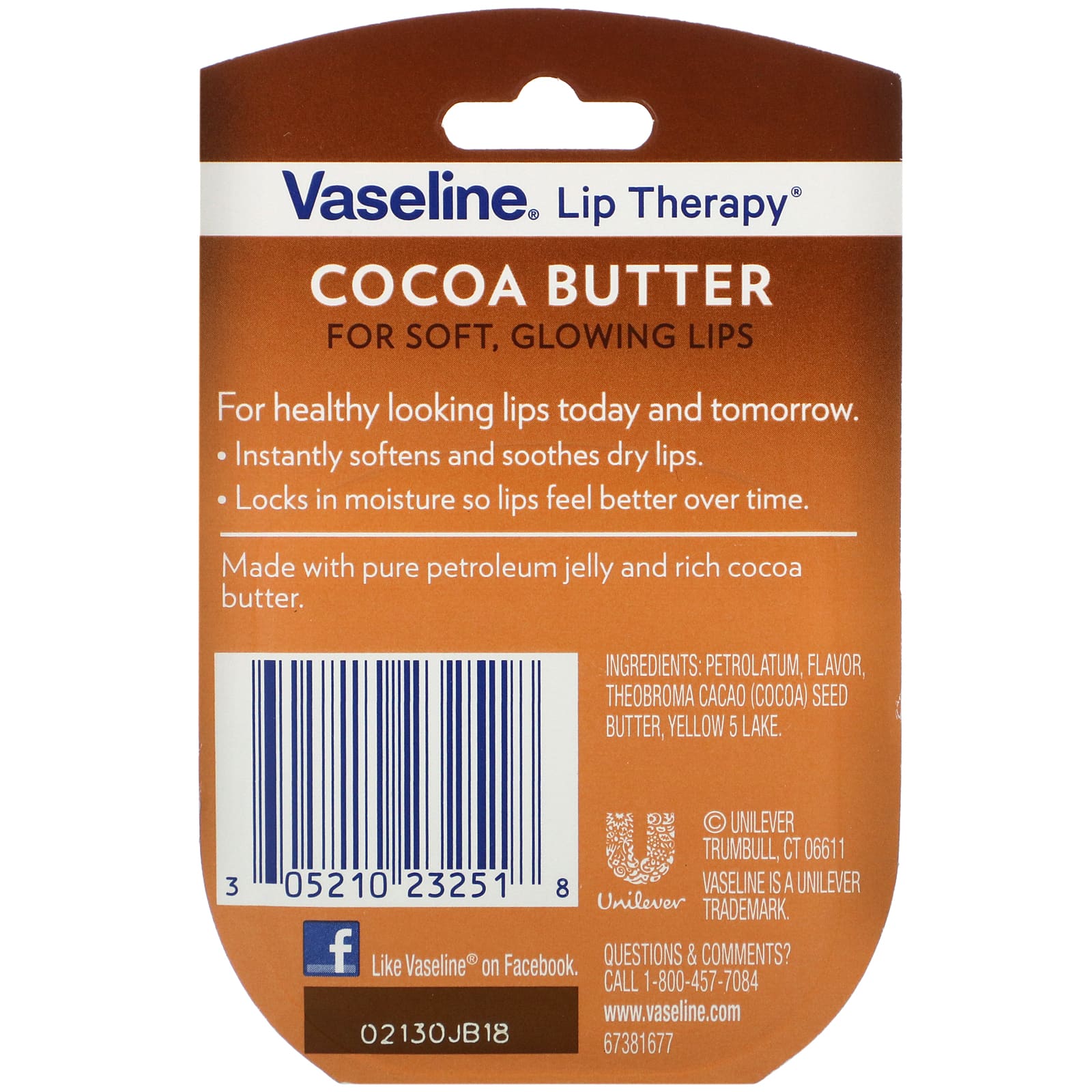 Vaseline, уход для губ, какао-масло, 7 г (0.25 унций)