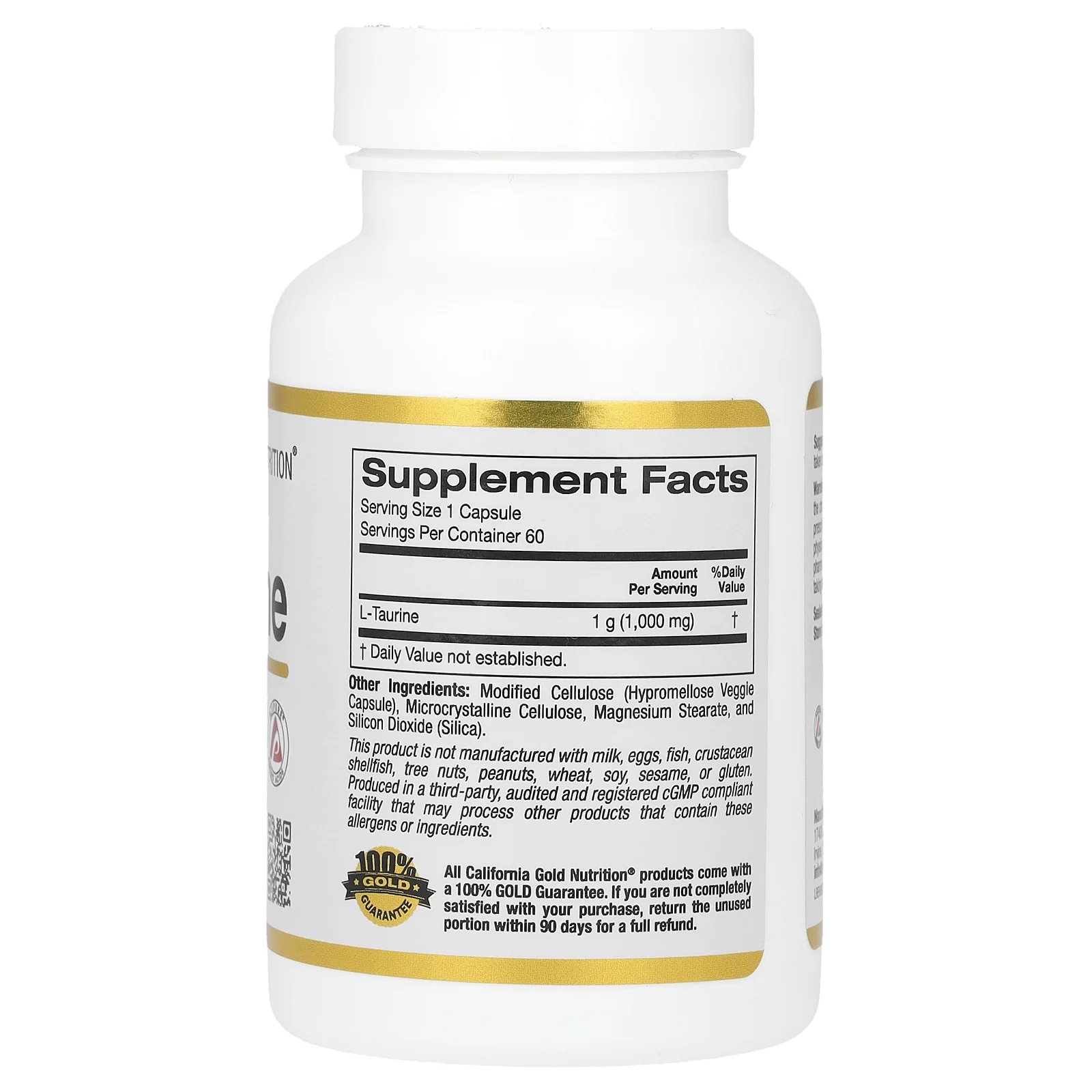 California Gold Nutrition, L-таурин, AjiPure, 1000 мг, 60 растительных капсул