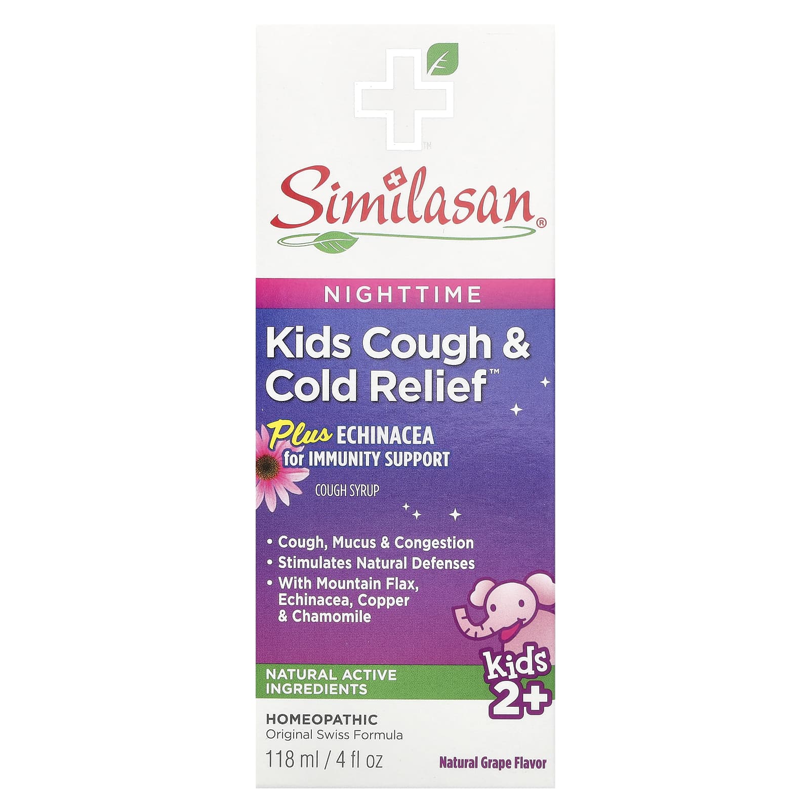 Similasan, Средство от кашля и простуды у детей, ночное средство, для детей в возрасте от 2 лет, со вкусом винограда, 118 мл (4 жидких унции)