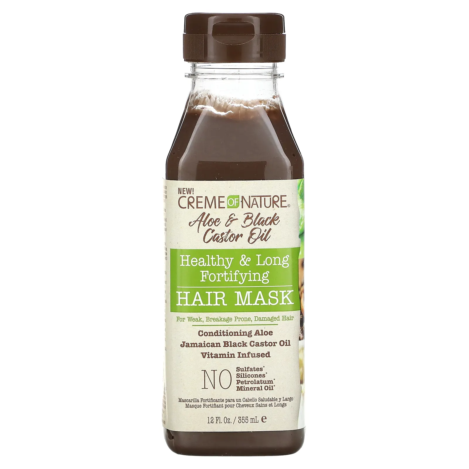 Creme Of Nature, Алоэ и черное касторовое масло, укрепляющая маска для здоровых и длинных волос, 355 мл (12 жидк. Унций)