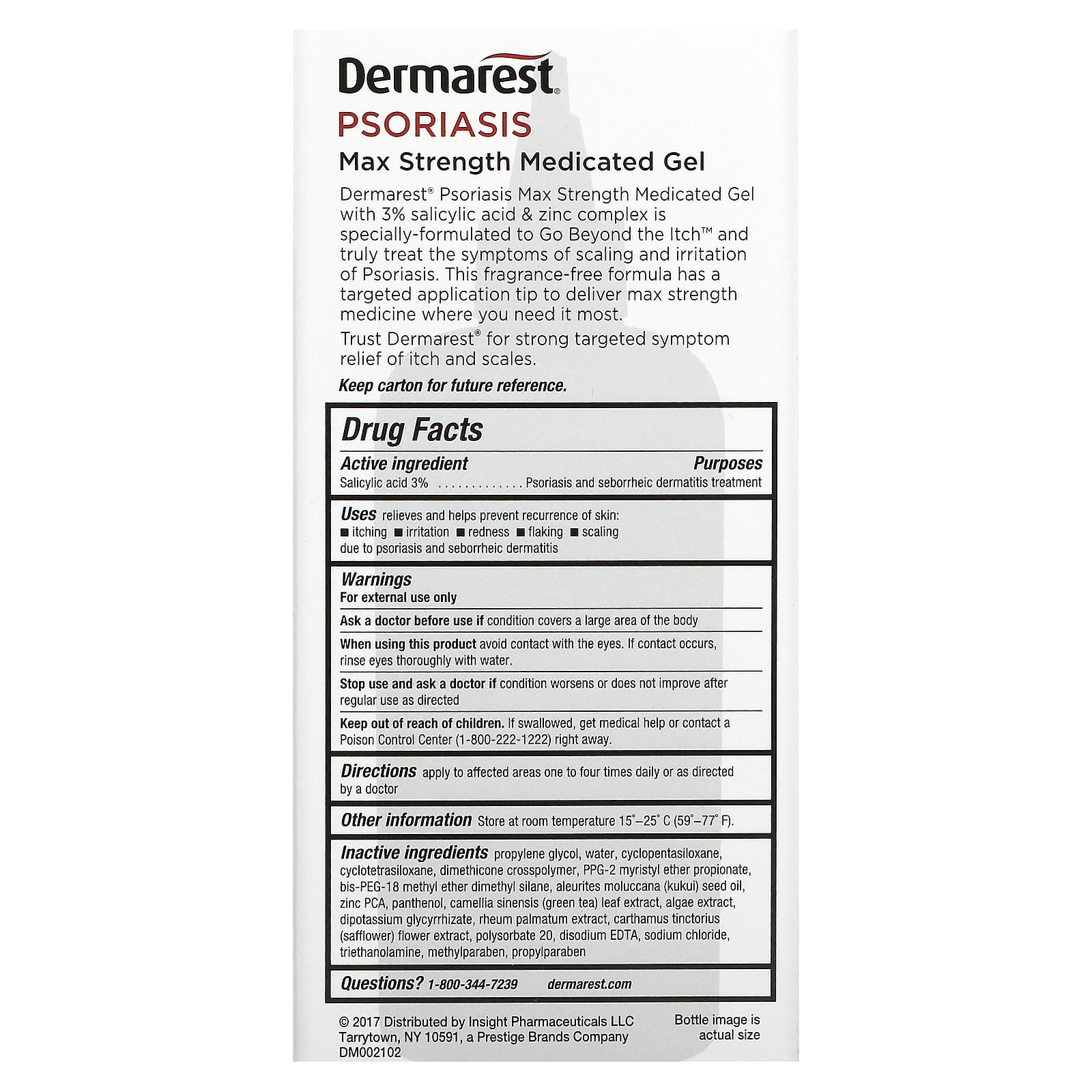 Dermarest, Псориаз, лечебный гель максимальной силы действия, без отдушек, 118 мл (4 жидк. Унции)