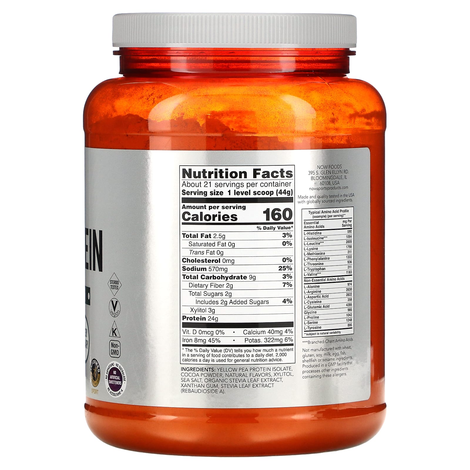 NOW Foods, Sports, гороховый белок, со вкусом сливочного шоколада, 907 г (2 фунта)