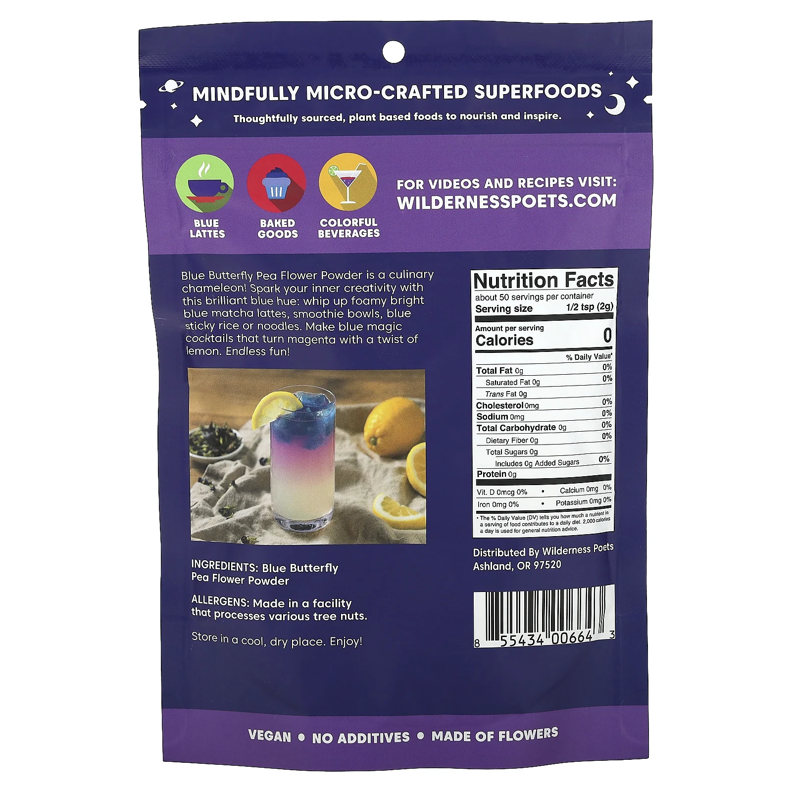 Wilderness Poets, цветки клитории тройчатой в порошке, 99 г (3,5 унции)