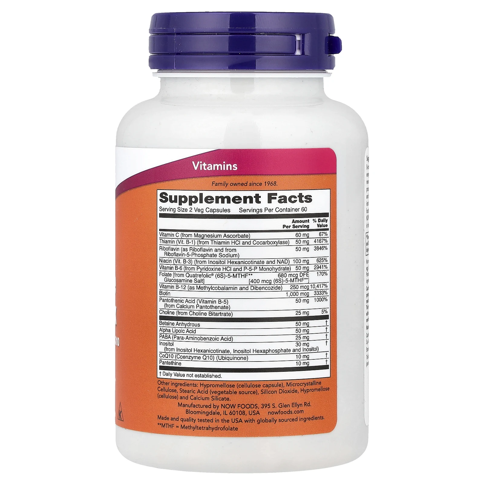 NOW Foods, комплекс коэнзимов группы B с альфа-липоевой кислотой и коэнзимом Q10, 120 растительных капсул