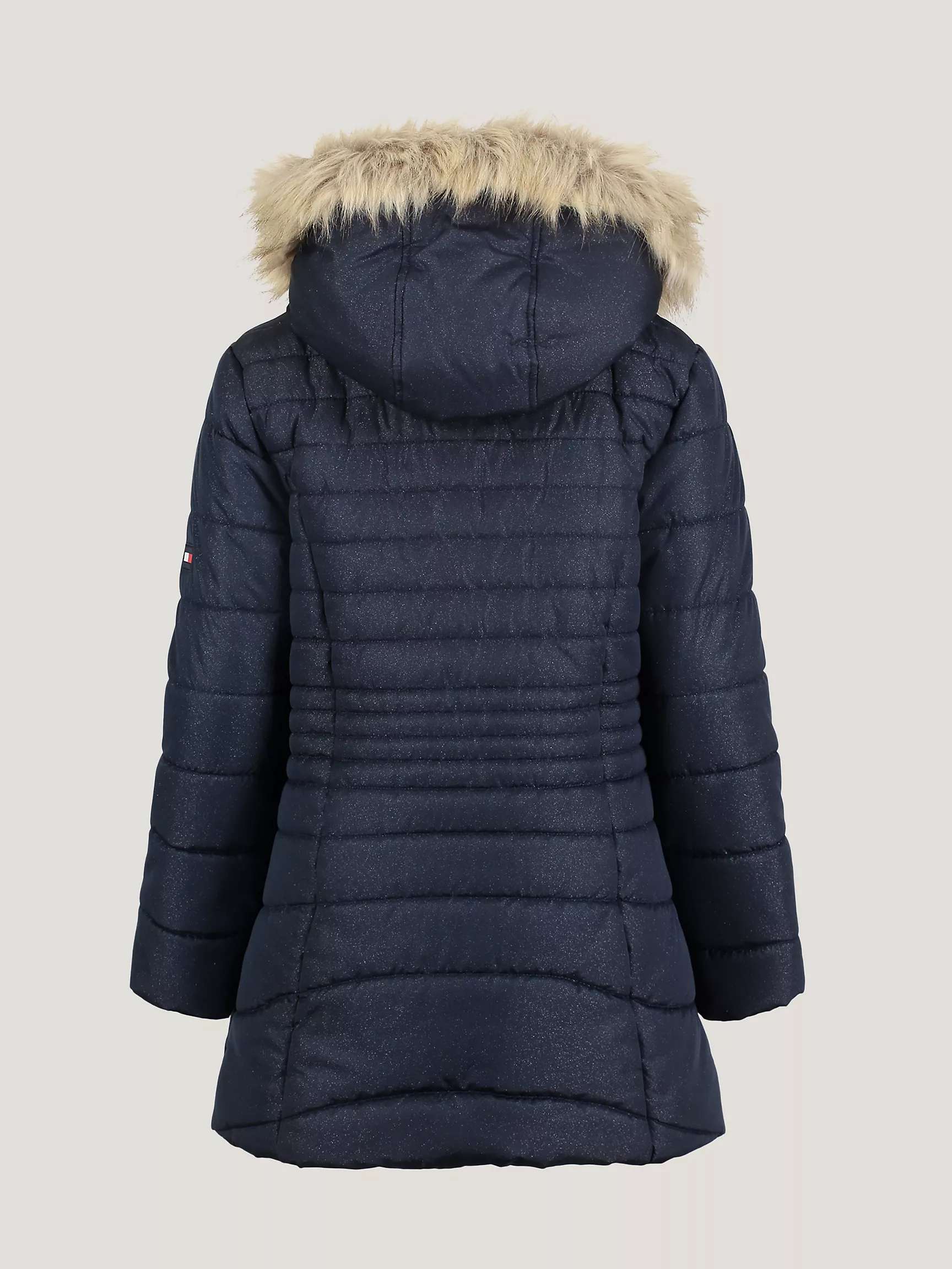 Куртка для девочки Tommy Hilfiger, Детский длинный пуховик с капюшоном и логотипной лентой