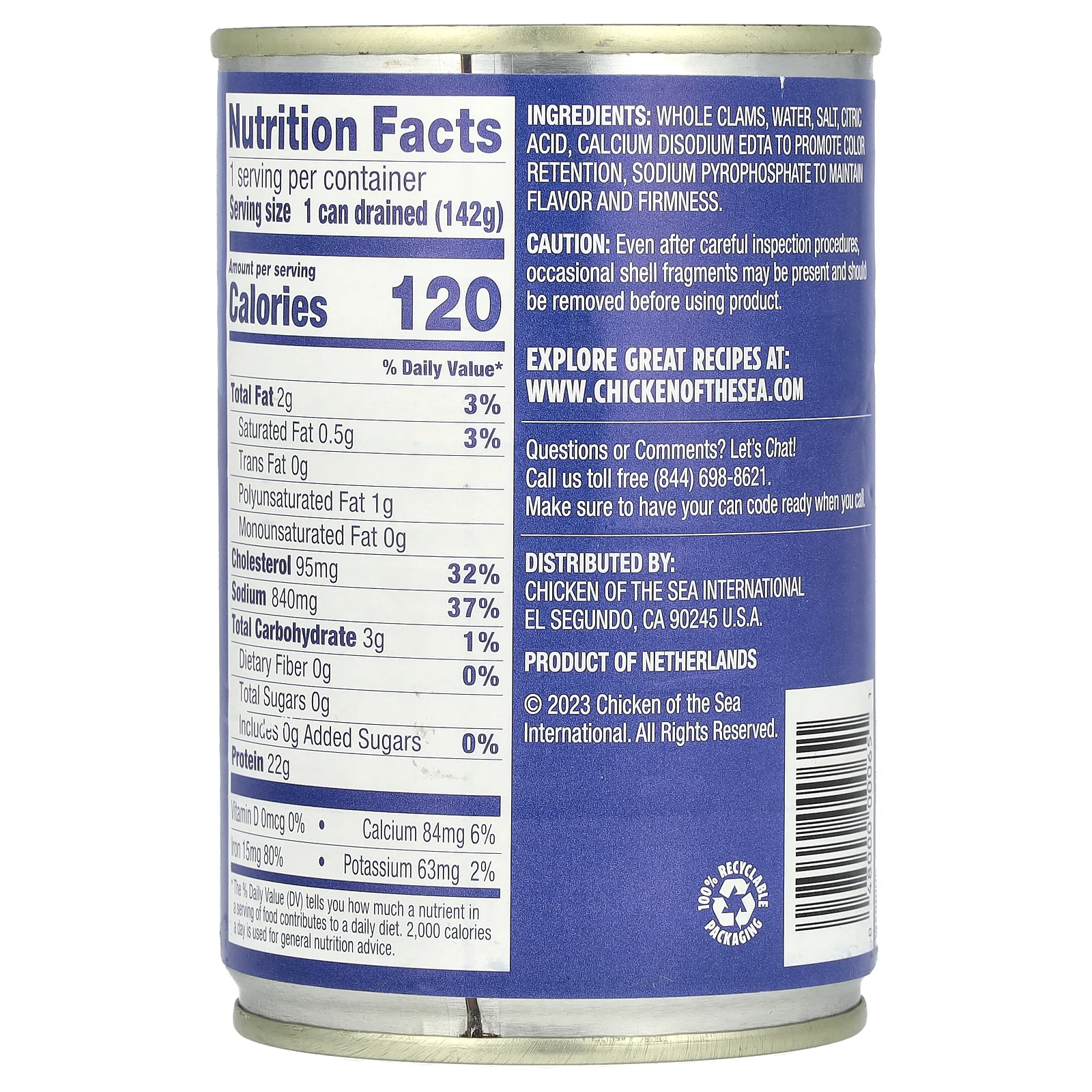 Chicken of the Sea, Целые детские моллюски, 283 г (10 унций)