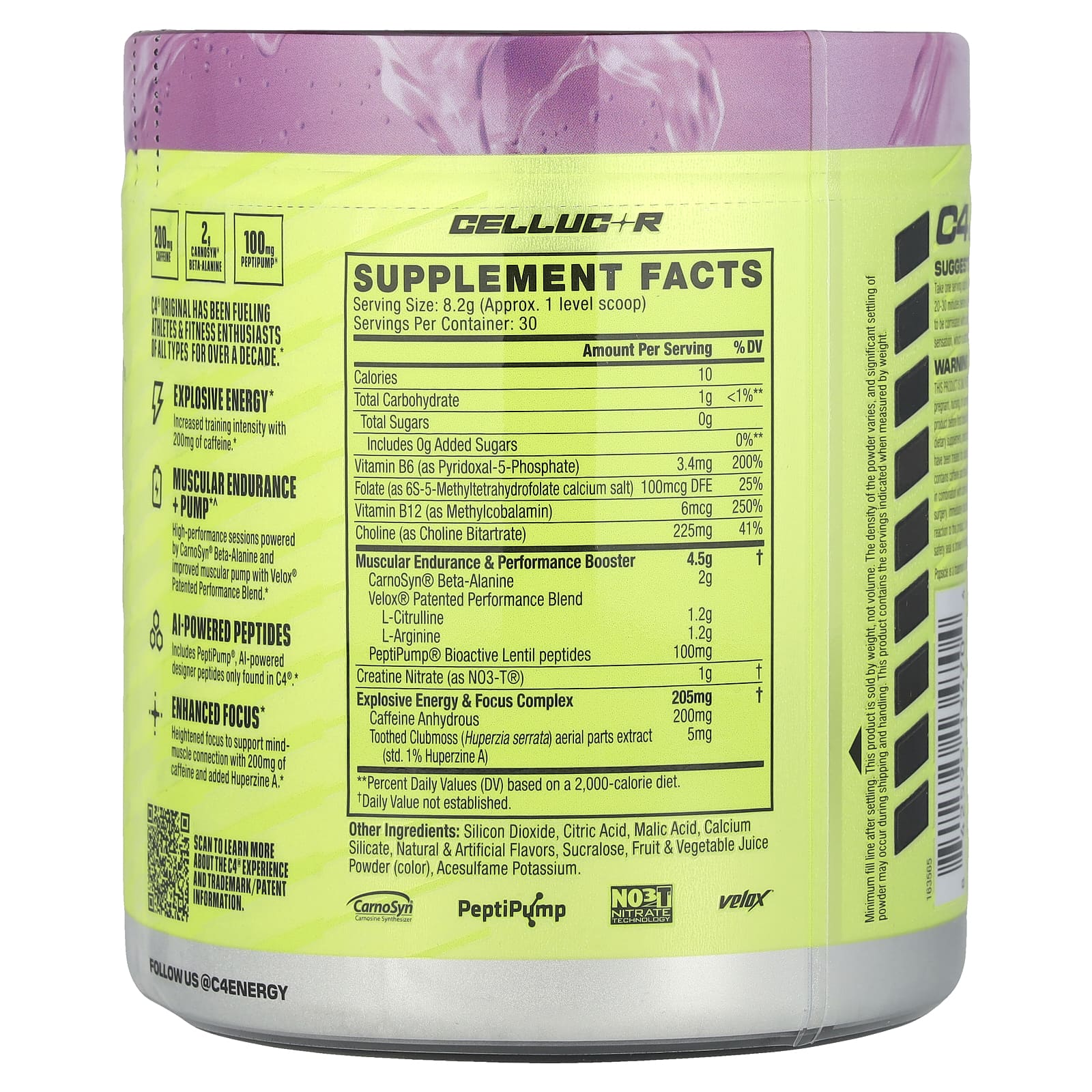 C4 / Cellucor, C4 Original, перед тренировкой, виноградное эскимо, 246 г (8,7 унции)