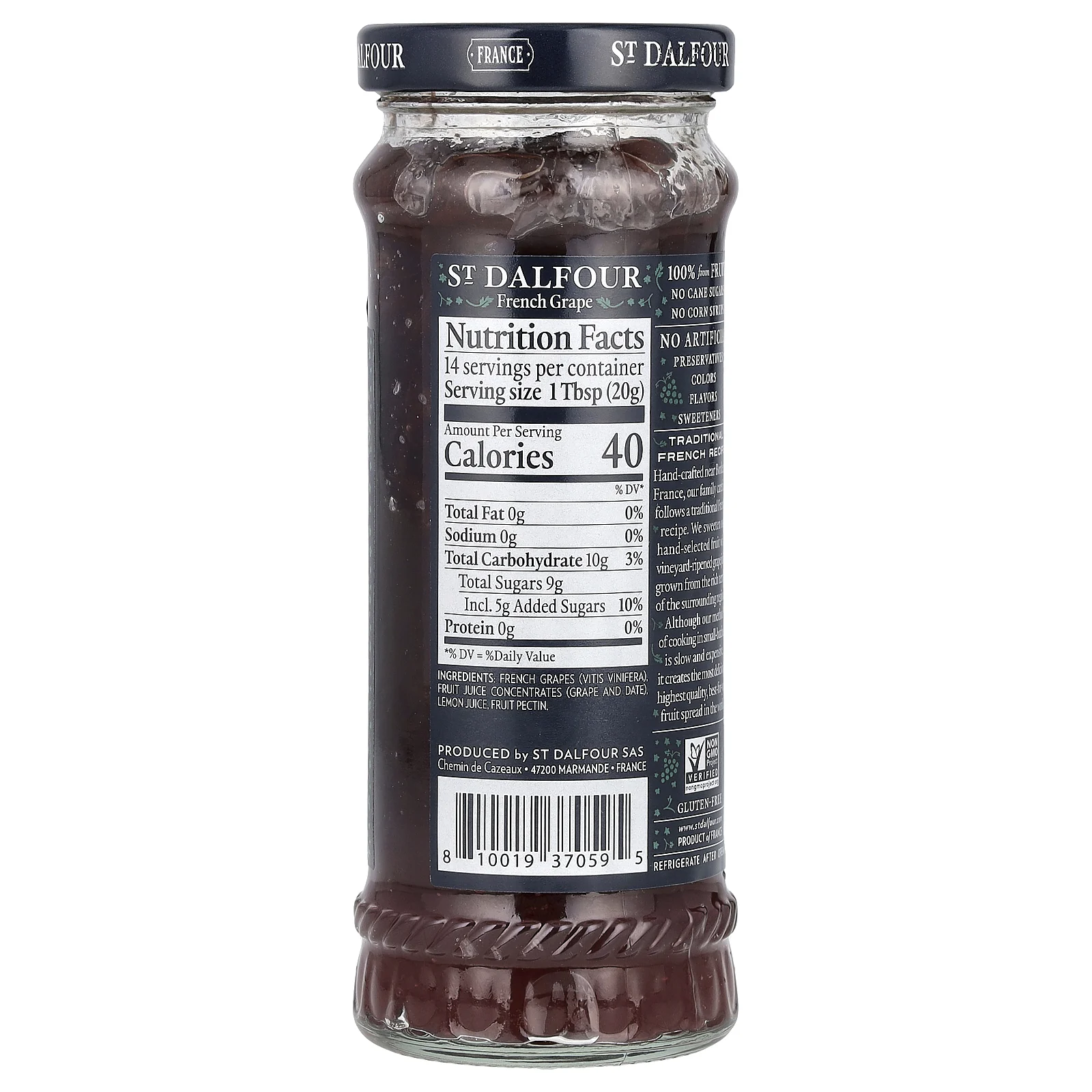 St. Dalfour, джем, французский виноград, 284 г (10 унций)