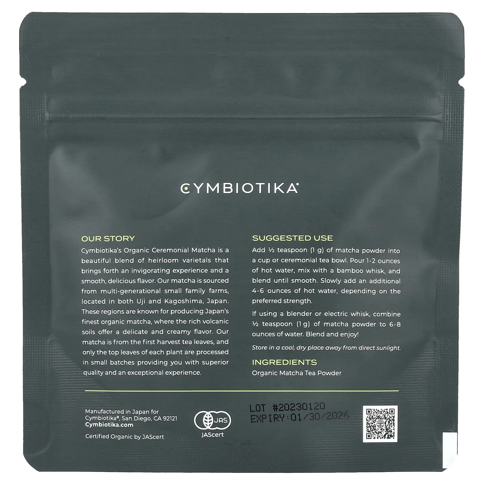 Cymbiotika, Органический матча, 30 г (1,06 унции)