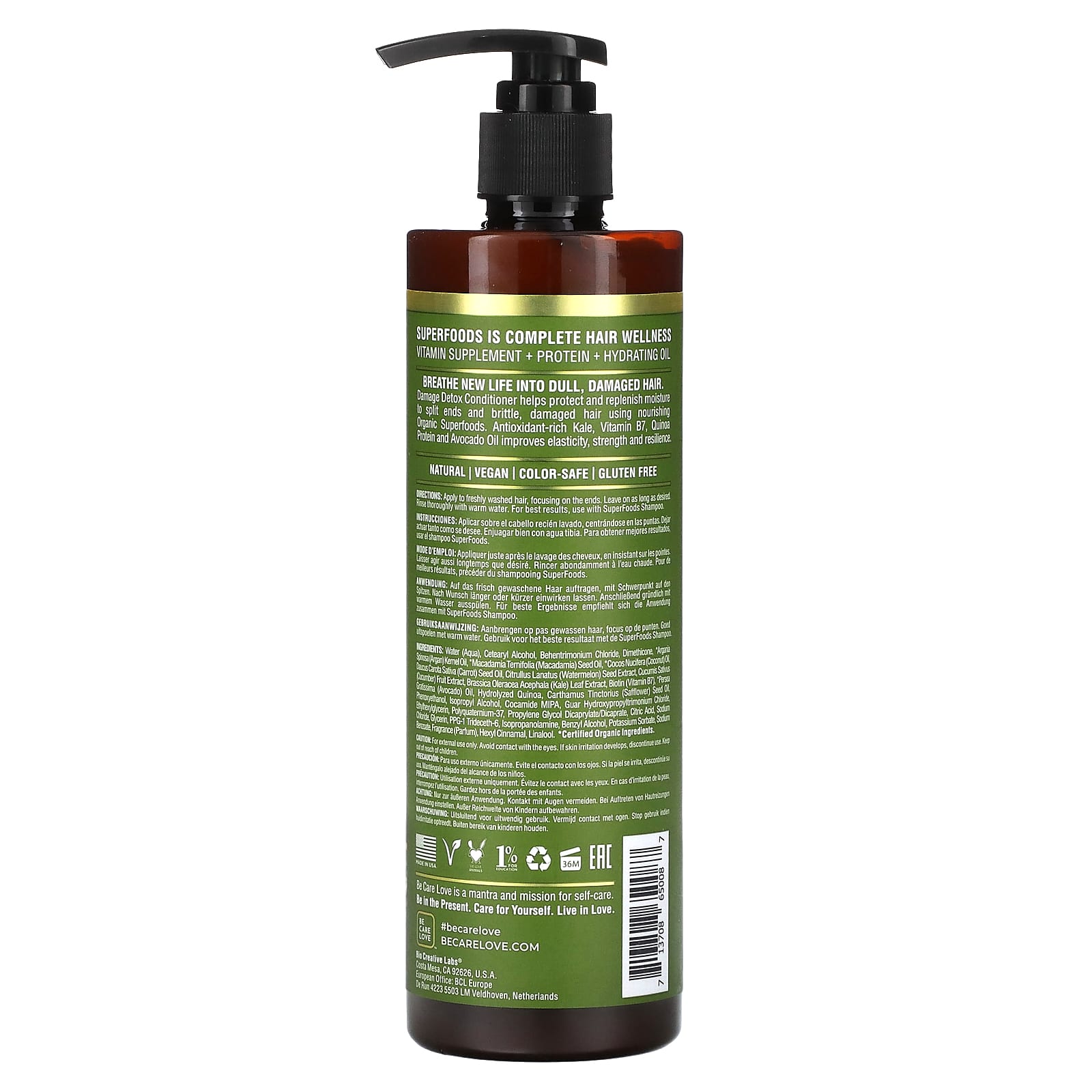 Be Care Love, Superfoods, натуральное средство для ухода за волосами, кондиционер для волос, капуста, 355 мл (12 жидк. Унций)