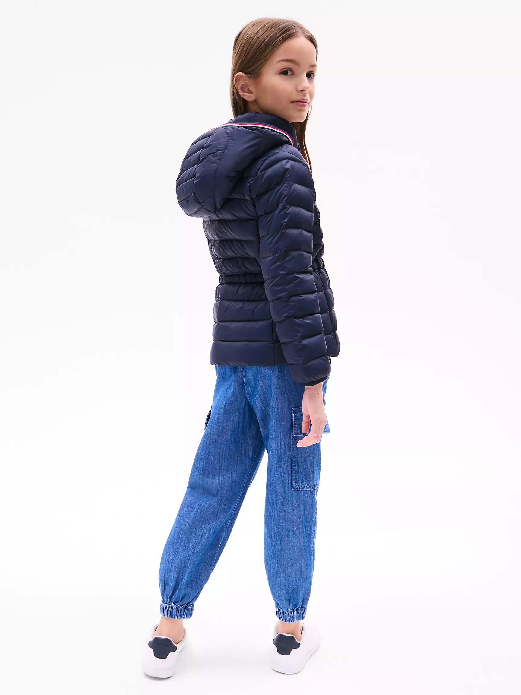 Куртка для девочки Tommy Hilfiger, Детский легкий пуховик с капюшоном
