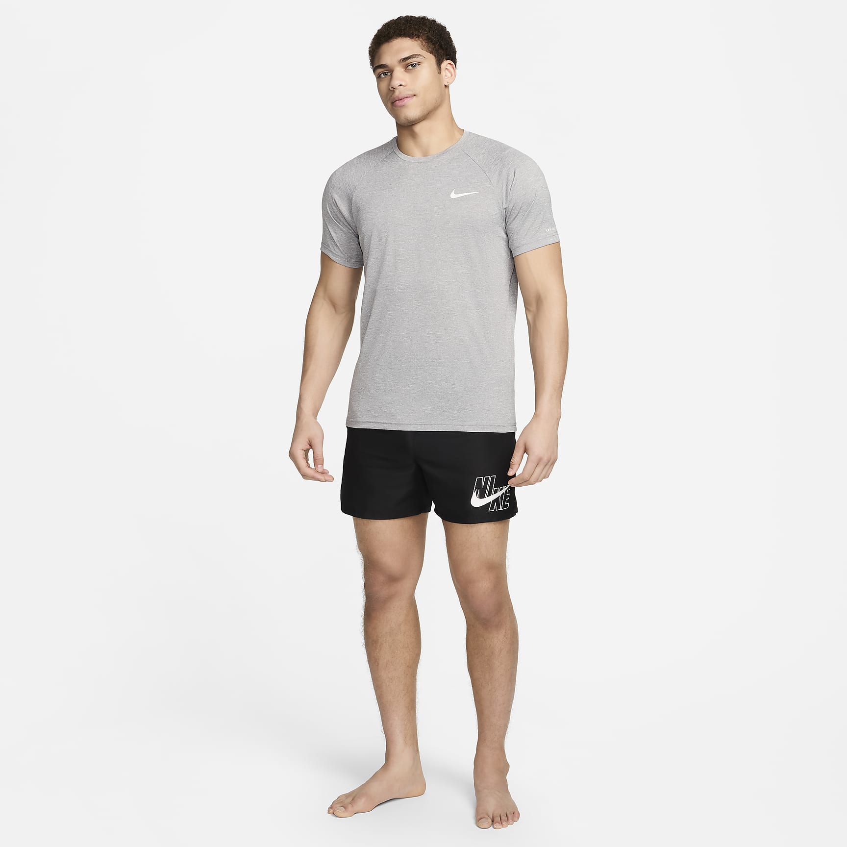 Nike Men's Heathered Short-Sleeve Hydroguard Swim Shirt