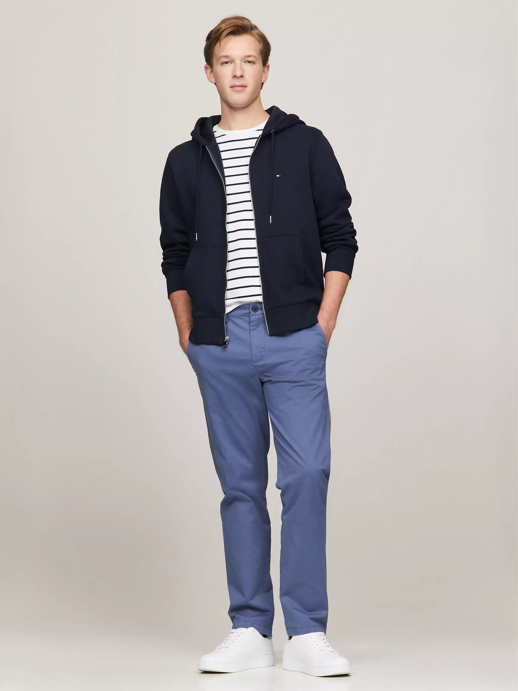Мужское худи Tommy Hilfiger, Однотонное худи на молнии с логотипом