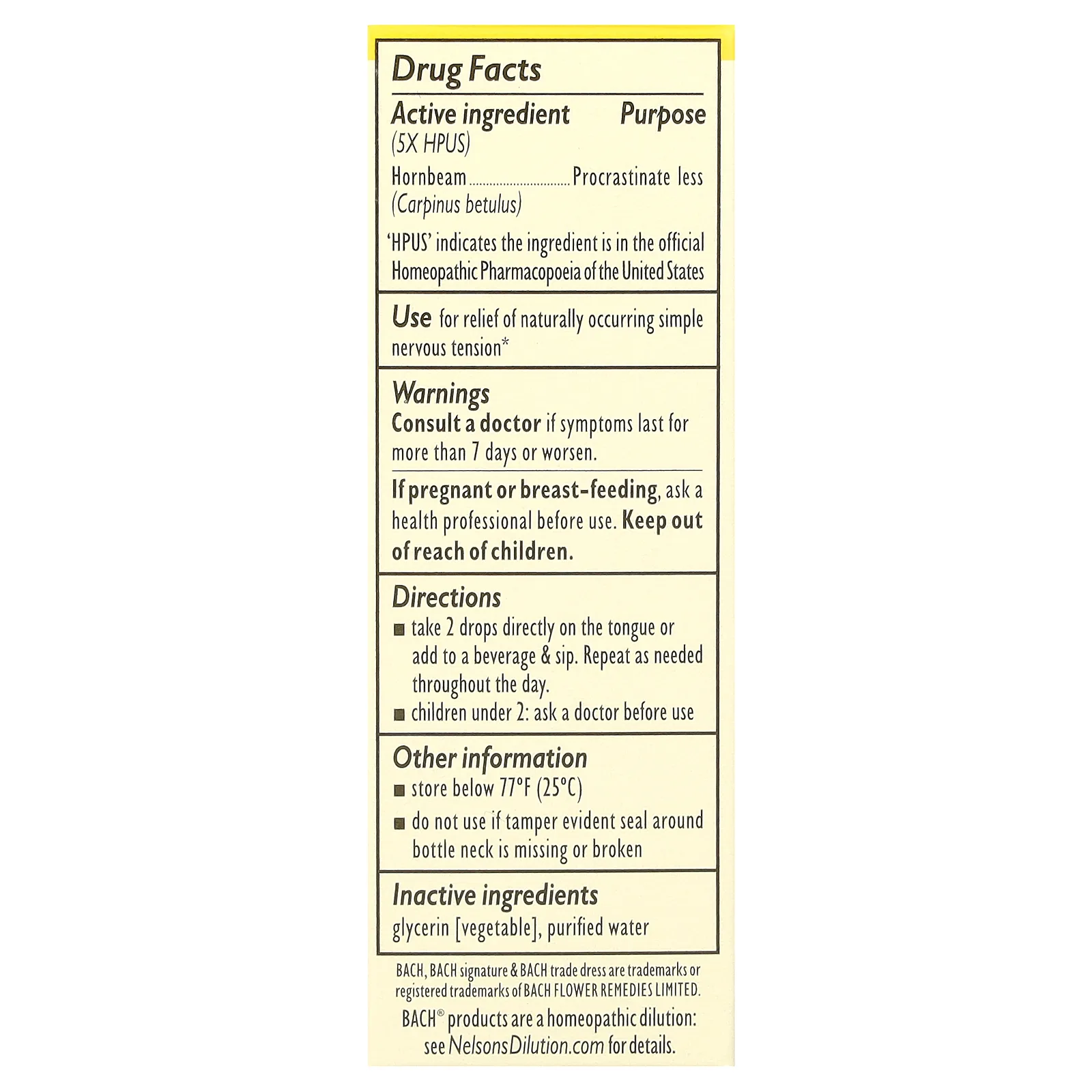 Bach, Original Flower Remedies, граб, 10 мл (0,35 жидк. унции)